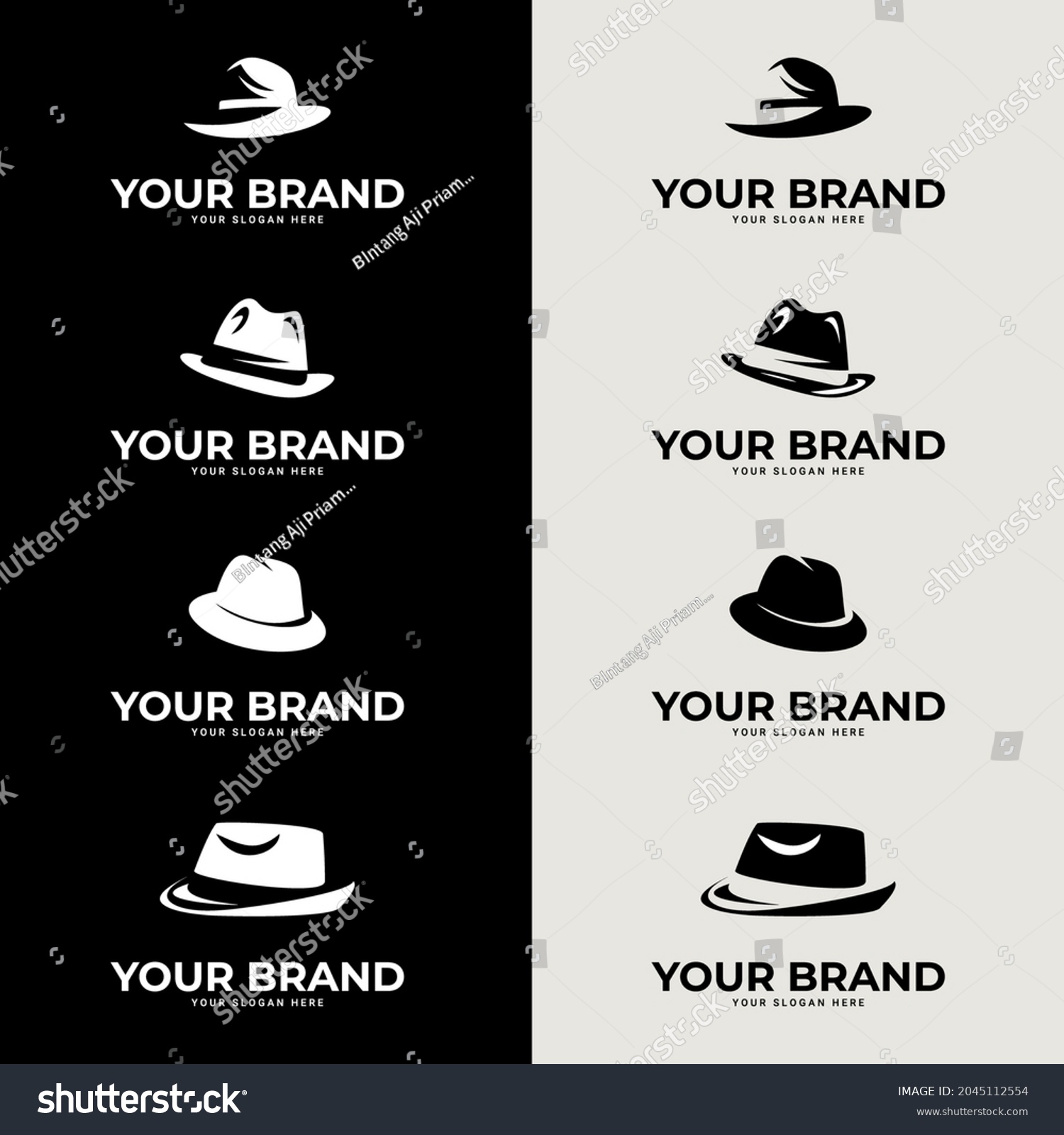 Retro Fedora Hat Logo Icon Icon Stock Vector (Royalty Free) 2045112554