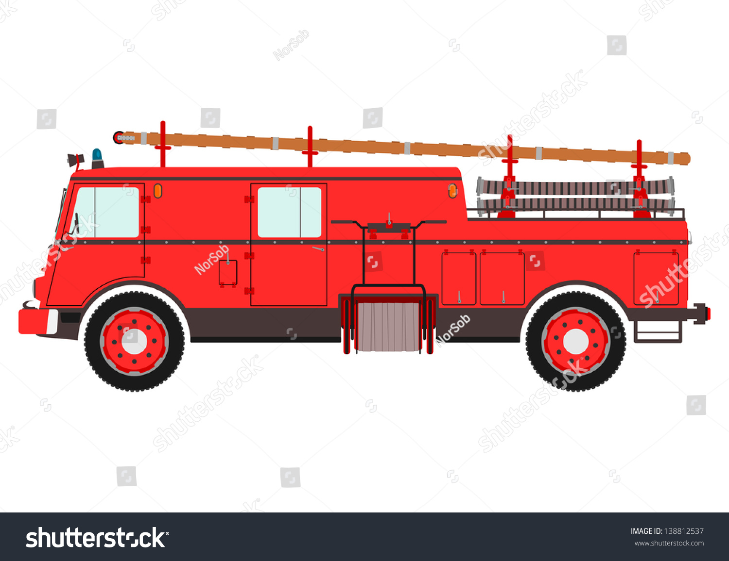 Retro Fire Truck On White Background Stock Vector (Royalty Free) 138812537