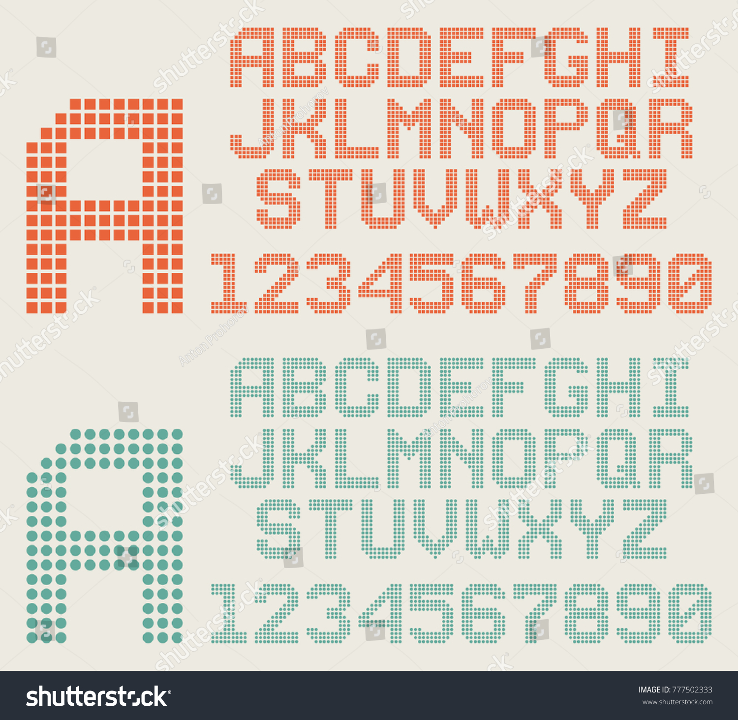 SVG of retro font, pixel letters and numbers, dotted alphabet svg