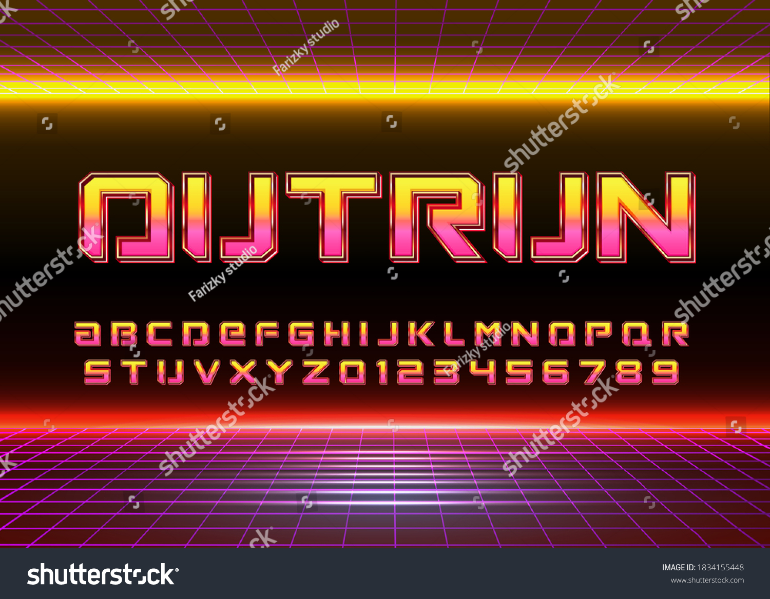 Retro Futuristic 80s Font Style Vector Stock Vector (Royalty Free ...