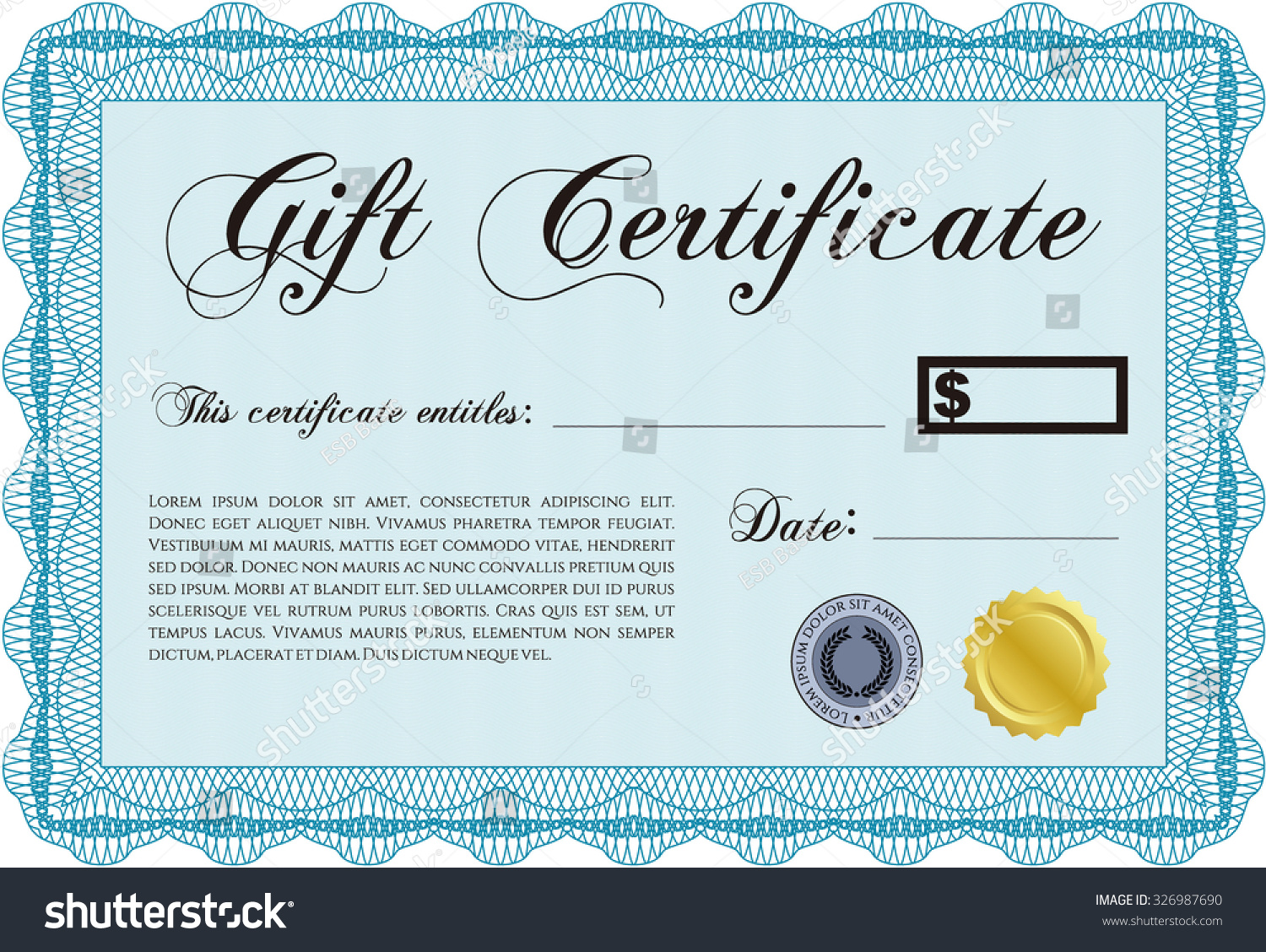 Retro Gift Certificate Template. Border, Frame.Good Design. With ...