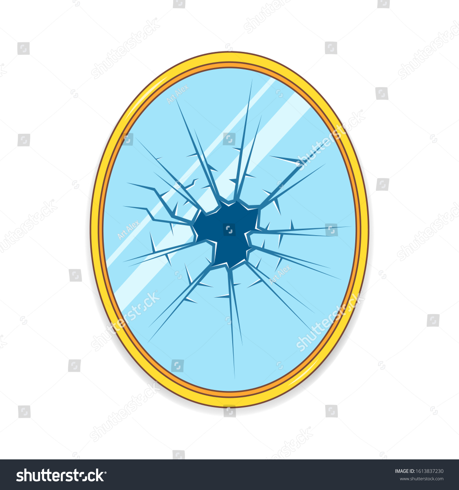 SVG of Retro golden broken mirror. Vector illustration. svg