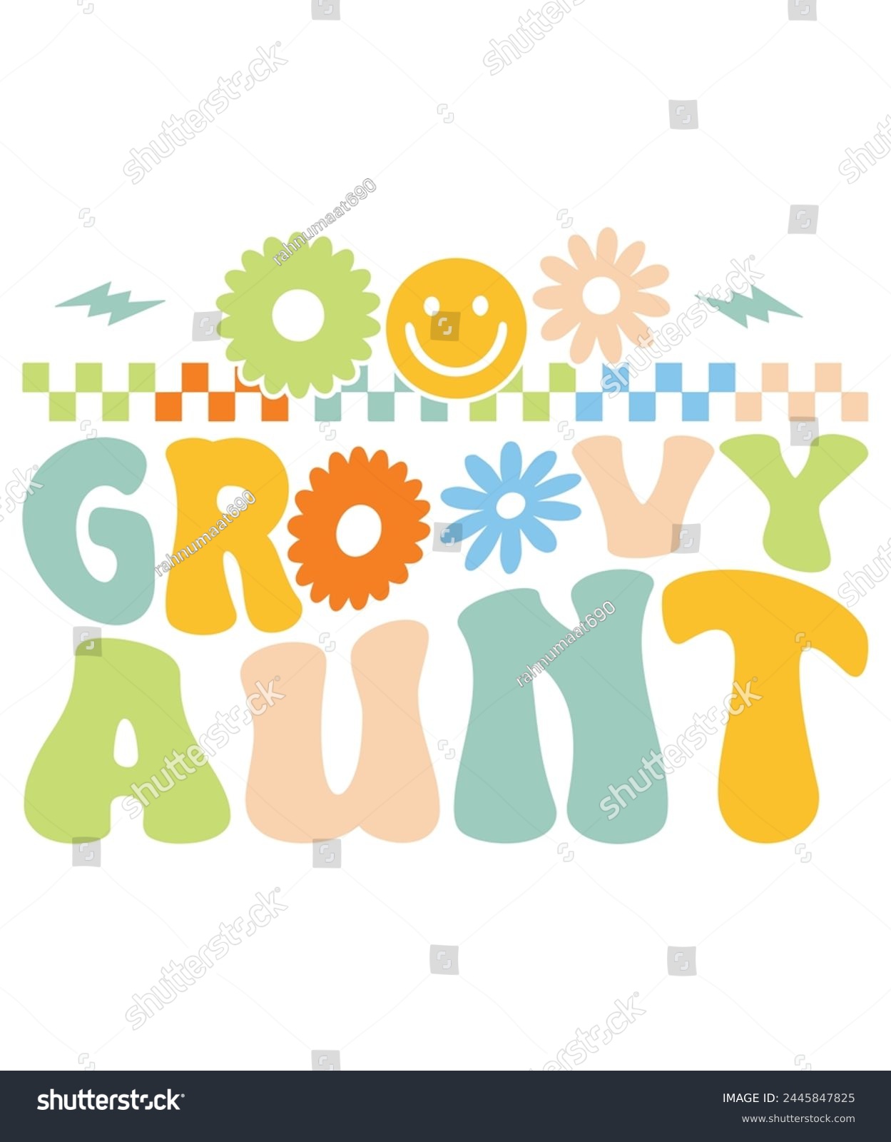 SVG of Retro Groovy aunt, Retro Groovy Family, Mama Groovy, Hippie Boho Wavy,  svg