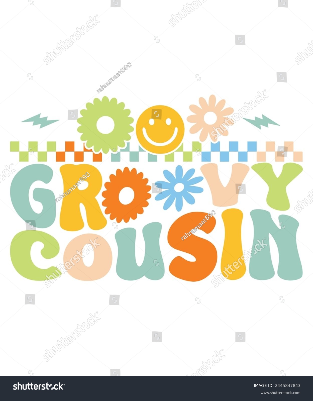 SVG of Retro Groovy cousin, Retro Groovy Family, Mama Groovy, Hippie Boho Wavy,  svg