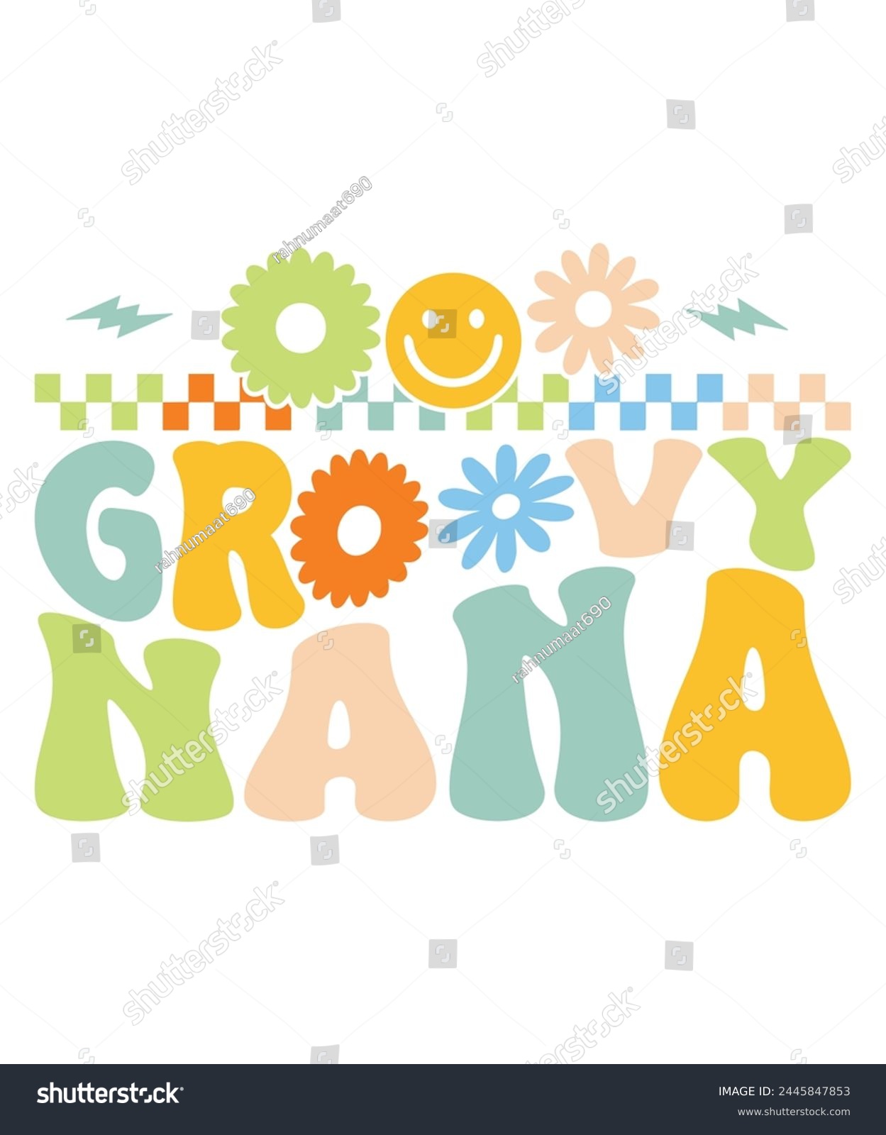 SVG of Retro Groovy nana, Retro Groovy Family, Mama Groovy, Hippie Boho Wavy,  svg