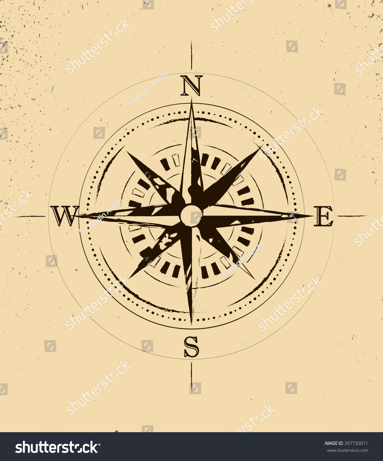 Retro Grunge Old Compass Tattoo Vector Stock Vector Royalty Free 397730011