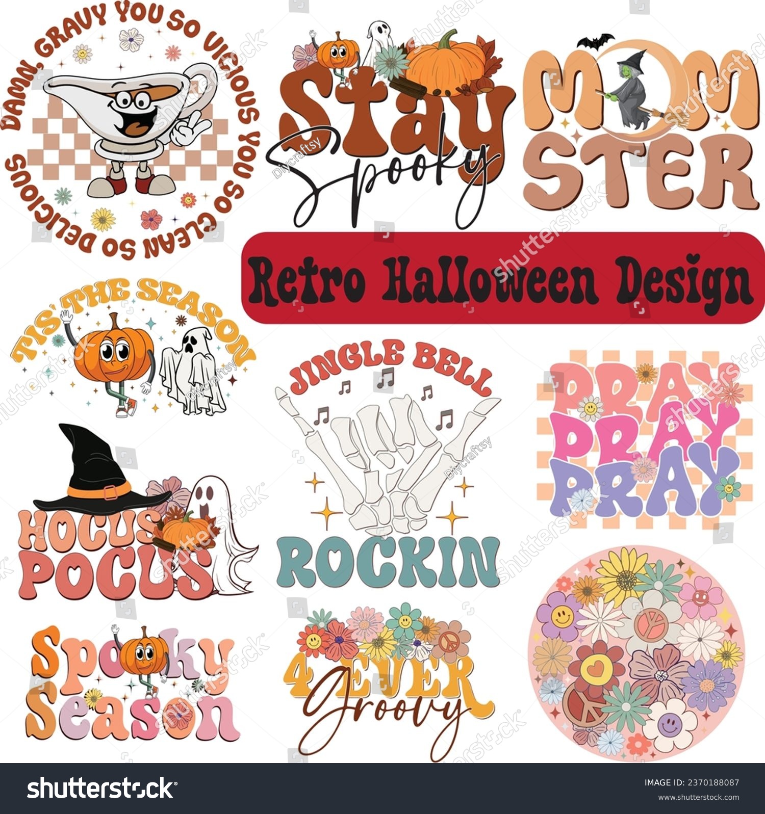 SVG of Retro Halloween Design, Halloween SVG, Halloween PNG, Halloween Bundle, svg