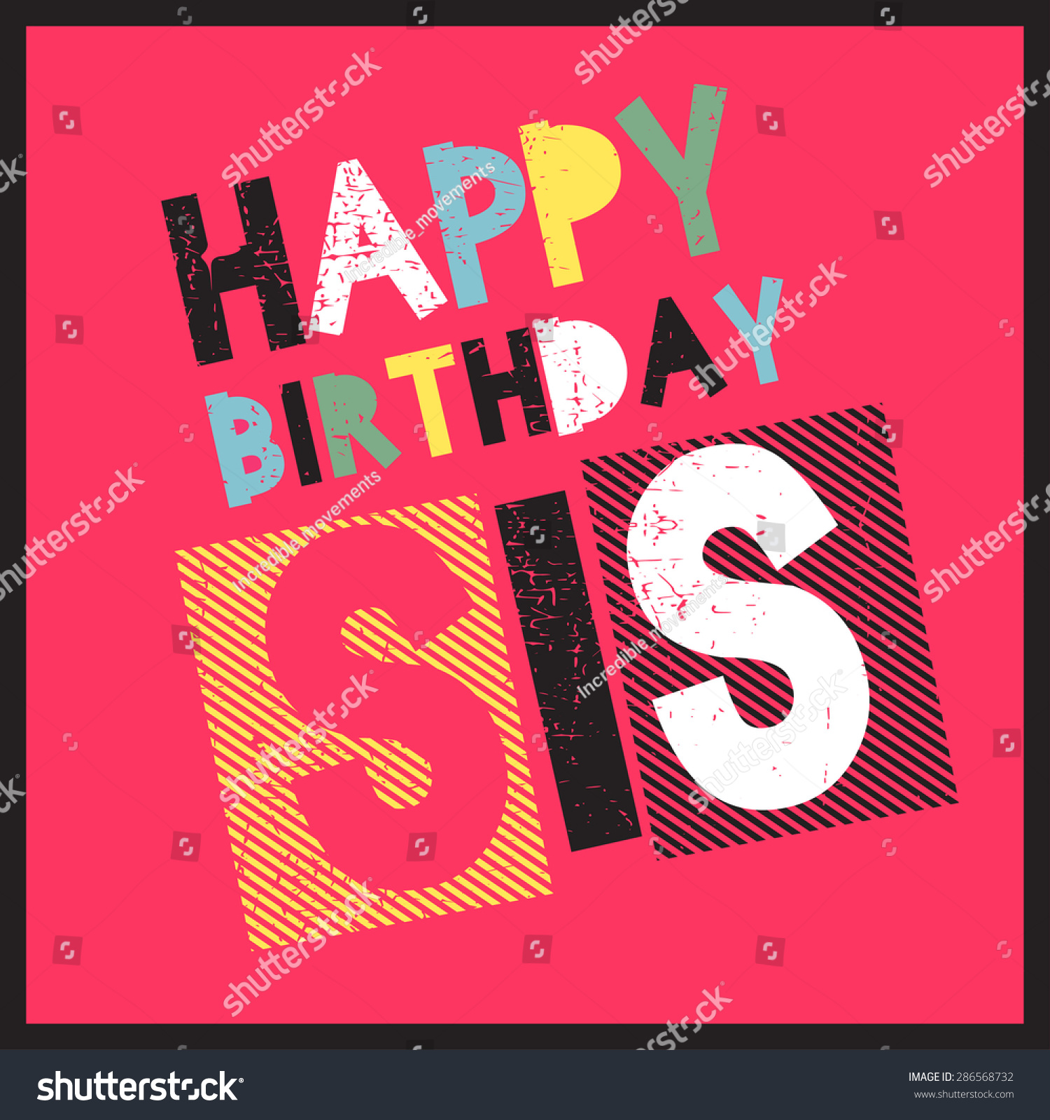 Retro Happy Birthday Card On Grunge Stock Vector (Royalty Free) 286568732