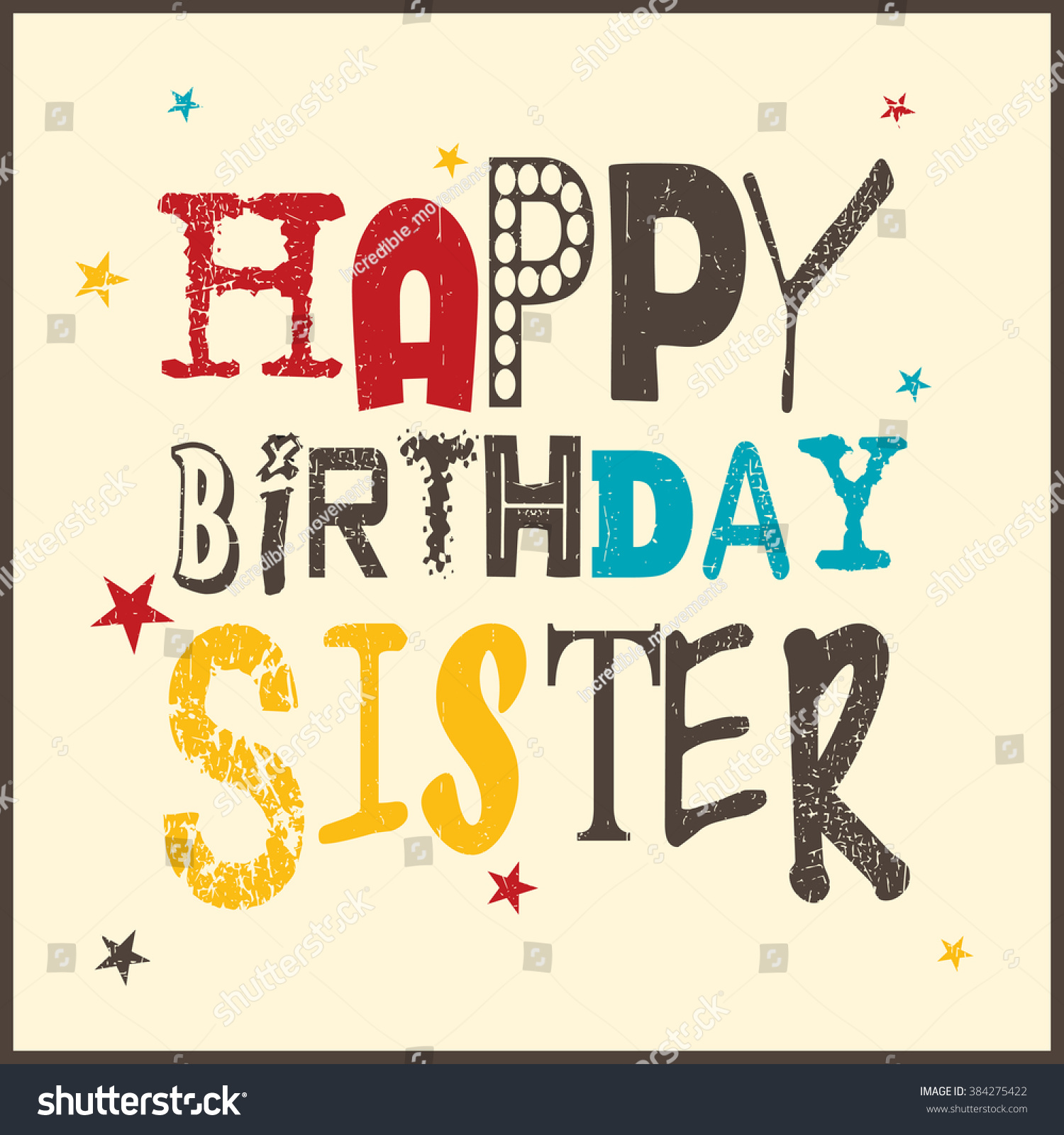 Retro Happy Birthday Card On Grunge Background. Happy Birthday Sister ...