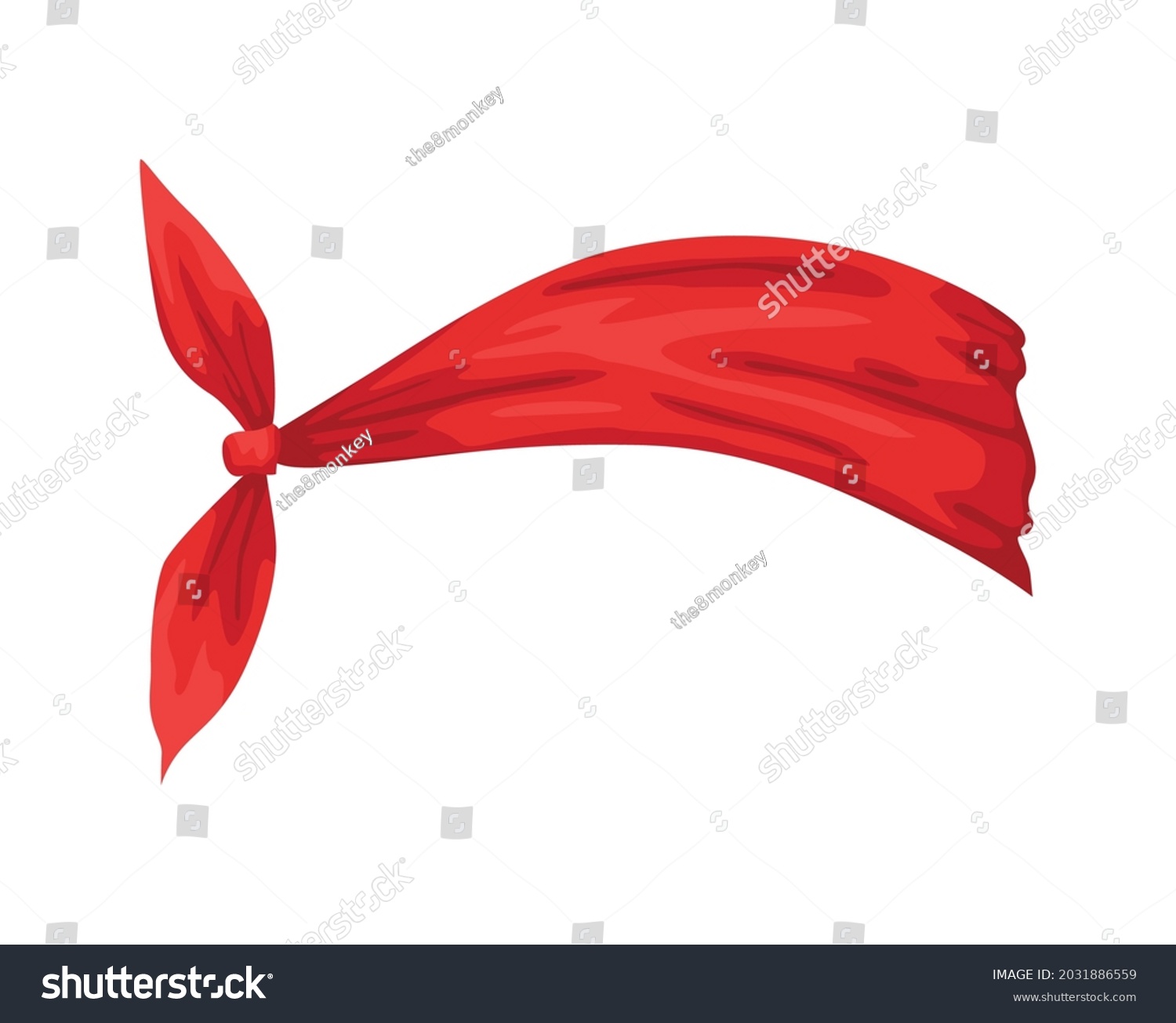 SVG of Retro headband for woman. Mockup of decorative hair knott. Red bandana windy hair dressing. Tied handkerchief for hairstyle svg