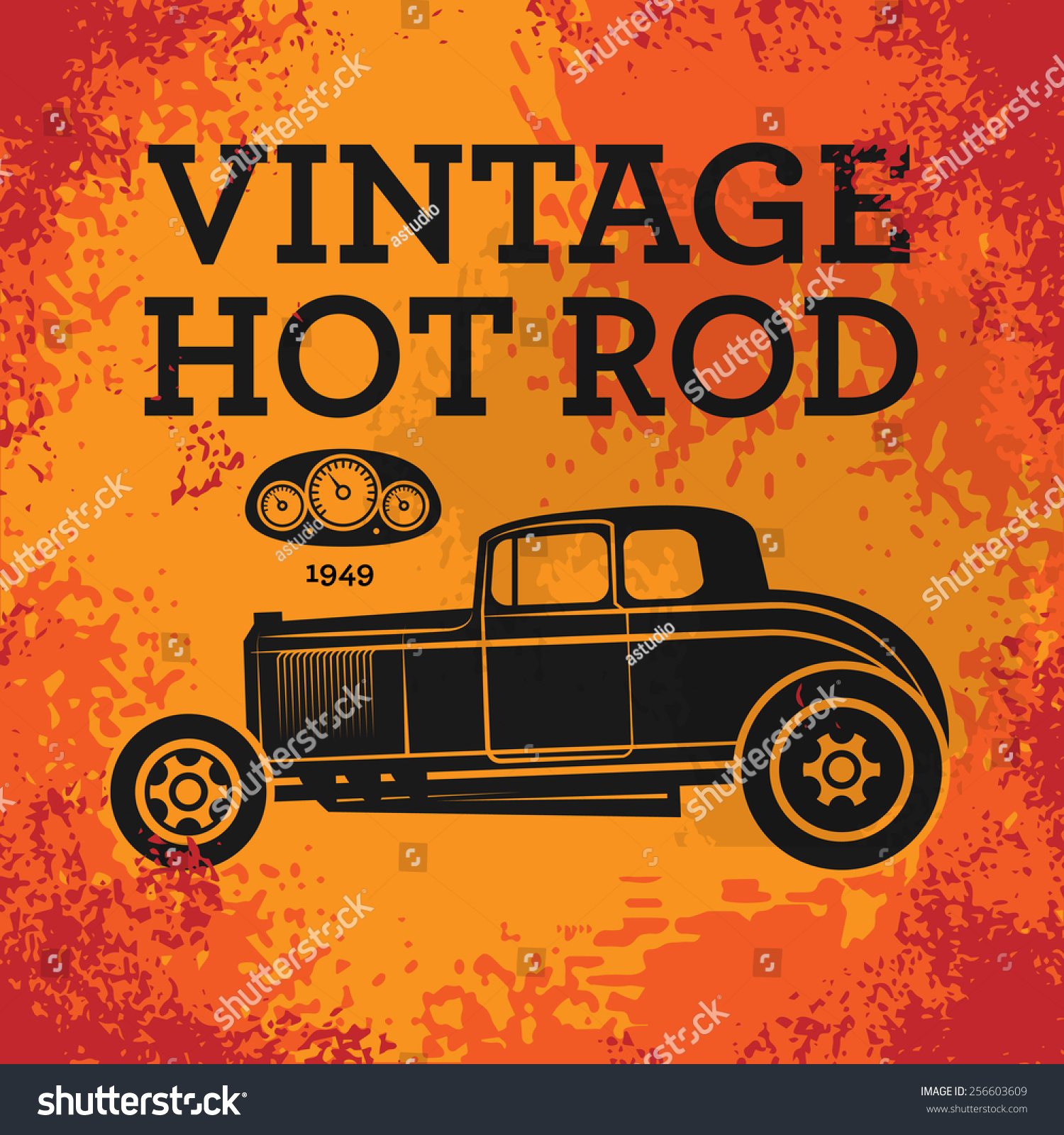 Retro Hot Rod Poster, Vector Illustration - 256603609 : Shutterstock