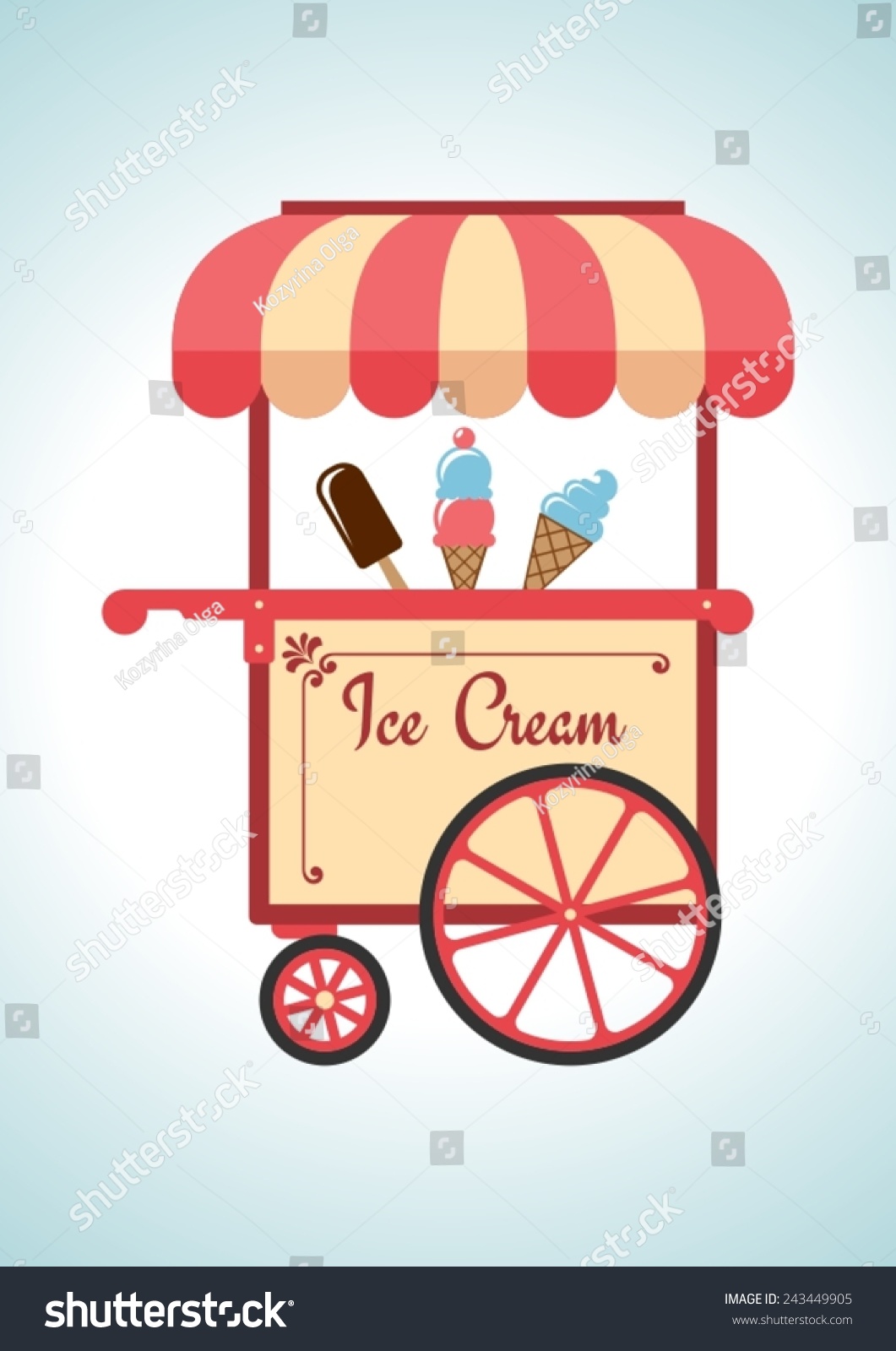 Retro Ice Cream Cart. Stock Vector Illustration 243449905 : Shutterstock