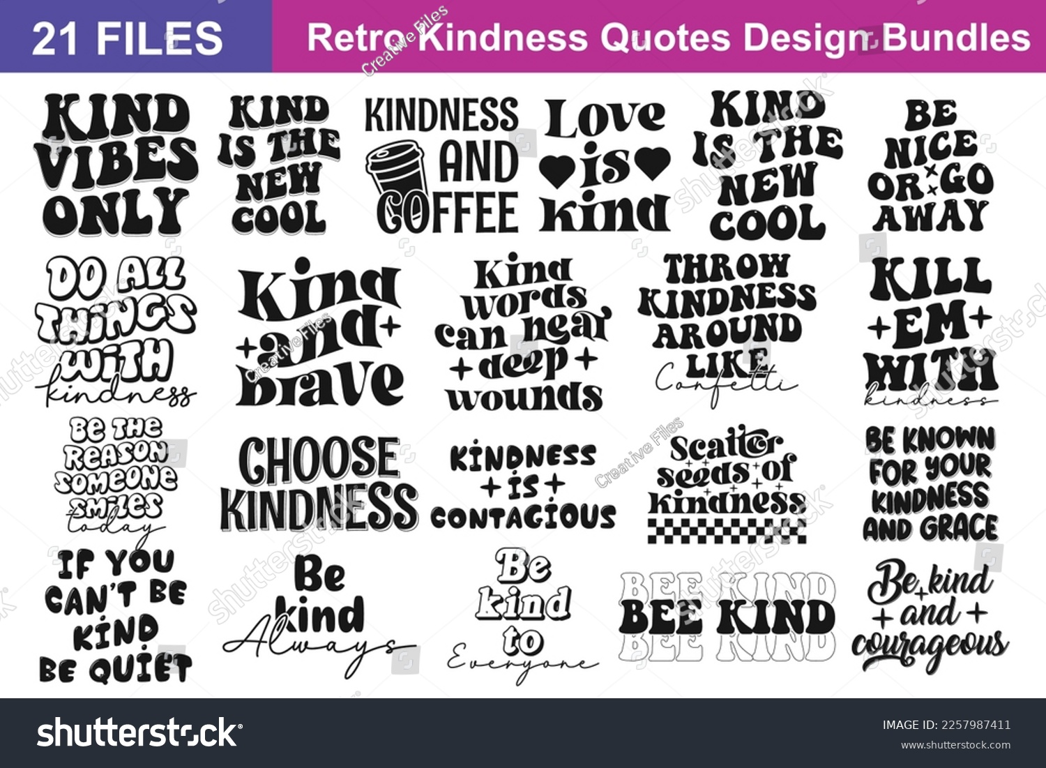 SVG of Retro Kindness Quotes svg Bundle. Quotes about Retro Kindness, Retro Kindness cut files Bundle of 21 svg eps Files for Cutting Machines Cameo Cricut, Retro Kindness Quotes svg