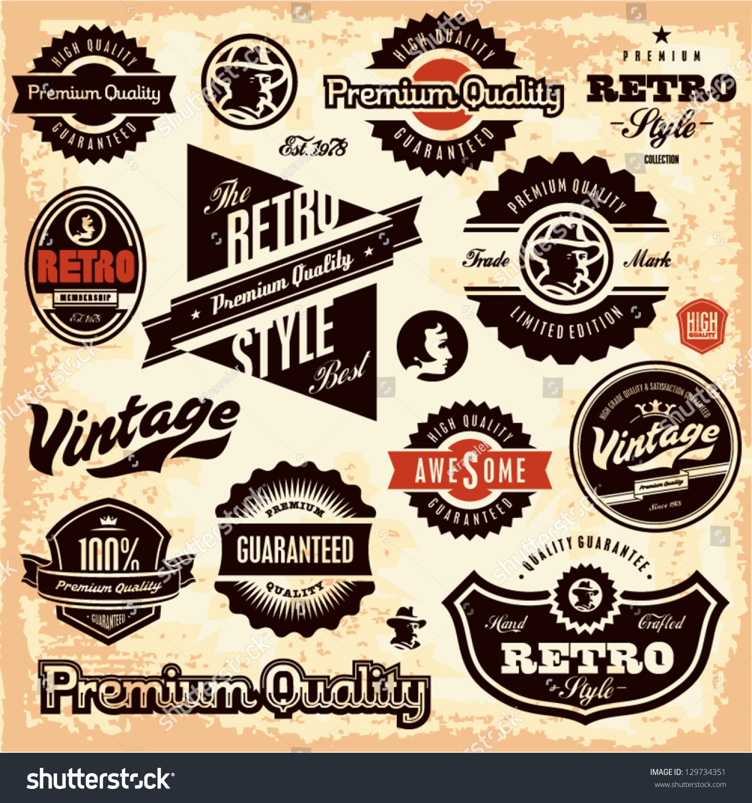 Retro Labels. Vintage Labels Collection. Premium Quality Guarantee ...
