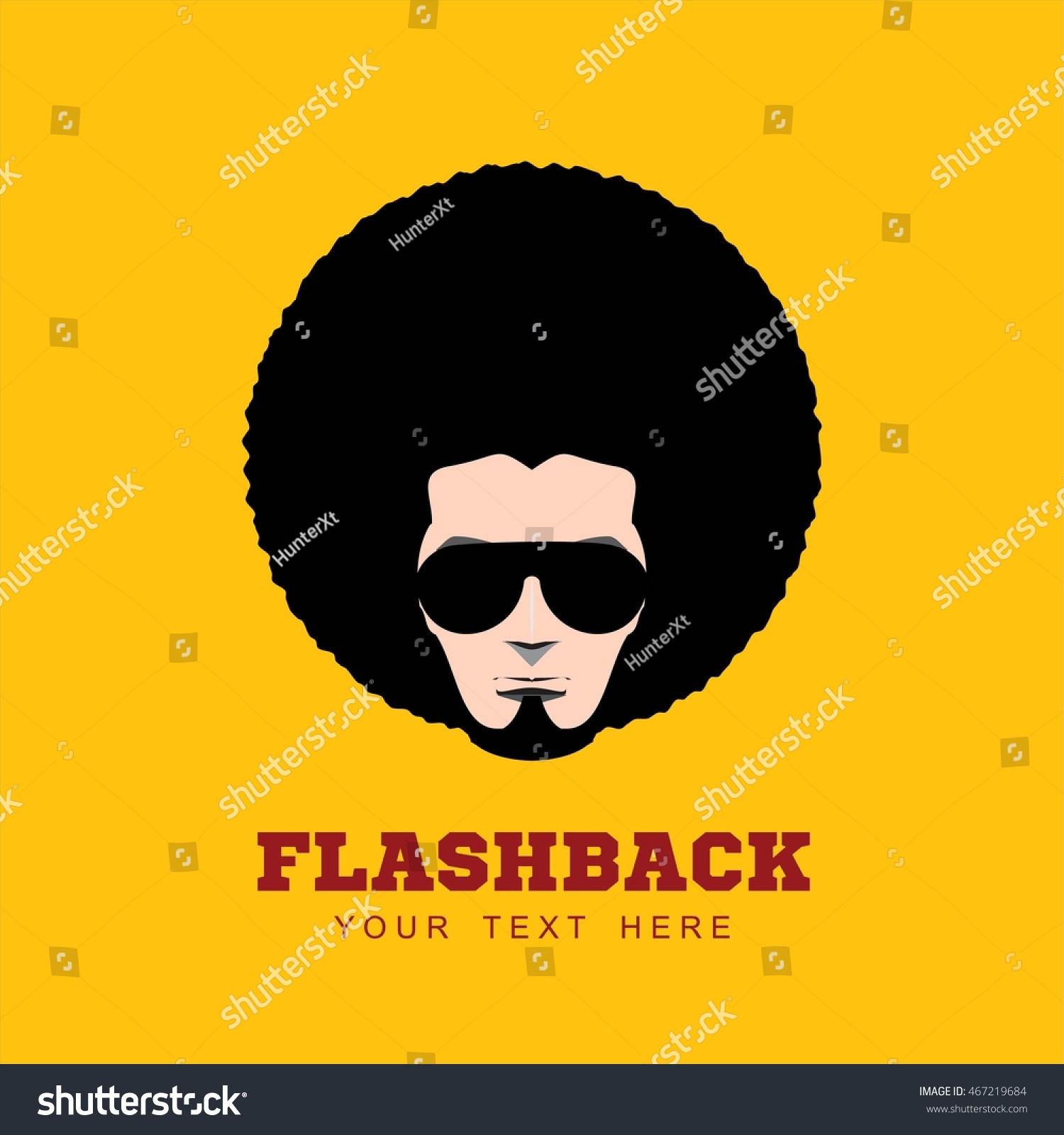 SVG of Retro man in 1970s hairstyle.  Frizzy, 70's.  svg
