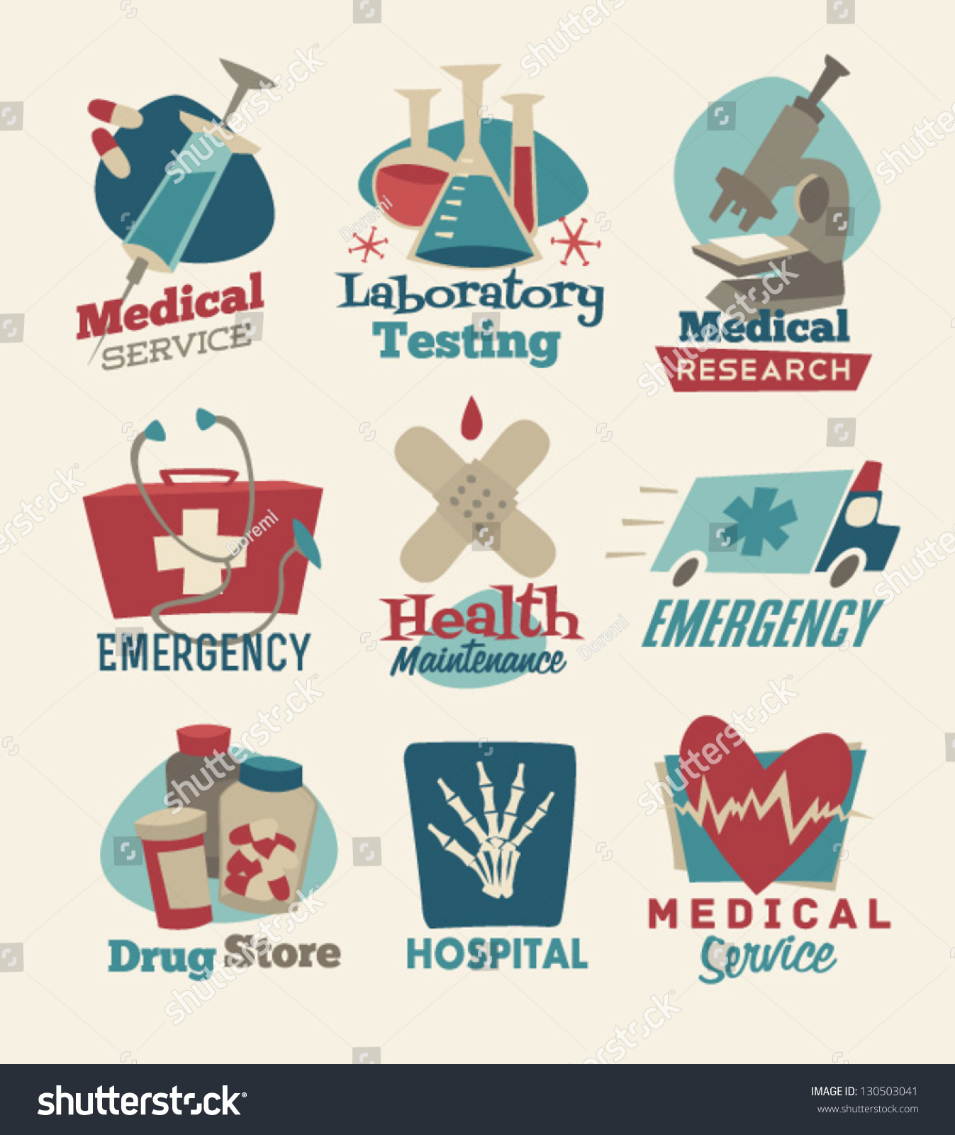 Retro Medical Emblems Stock Vector Illustration 130503041 Shutterstock