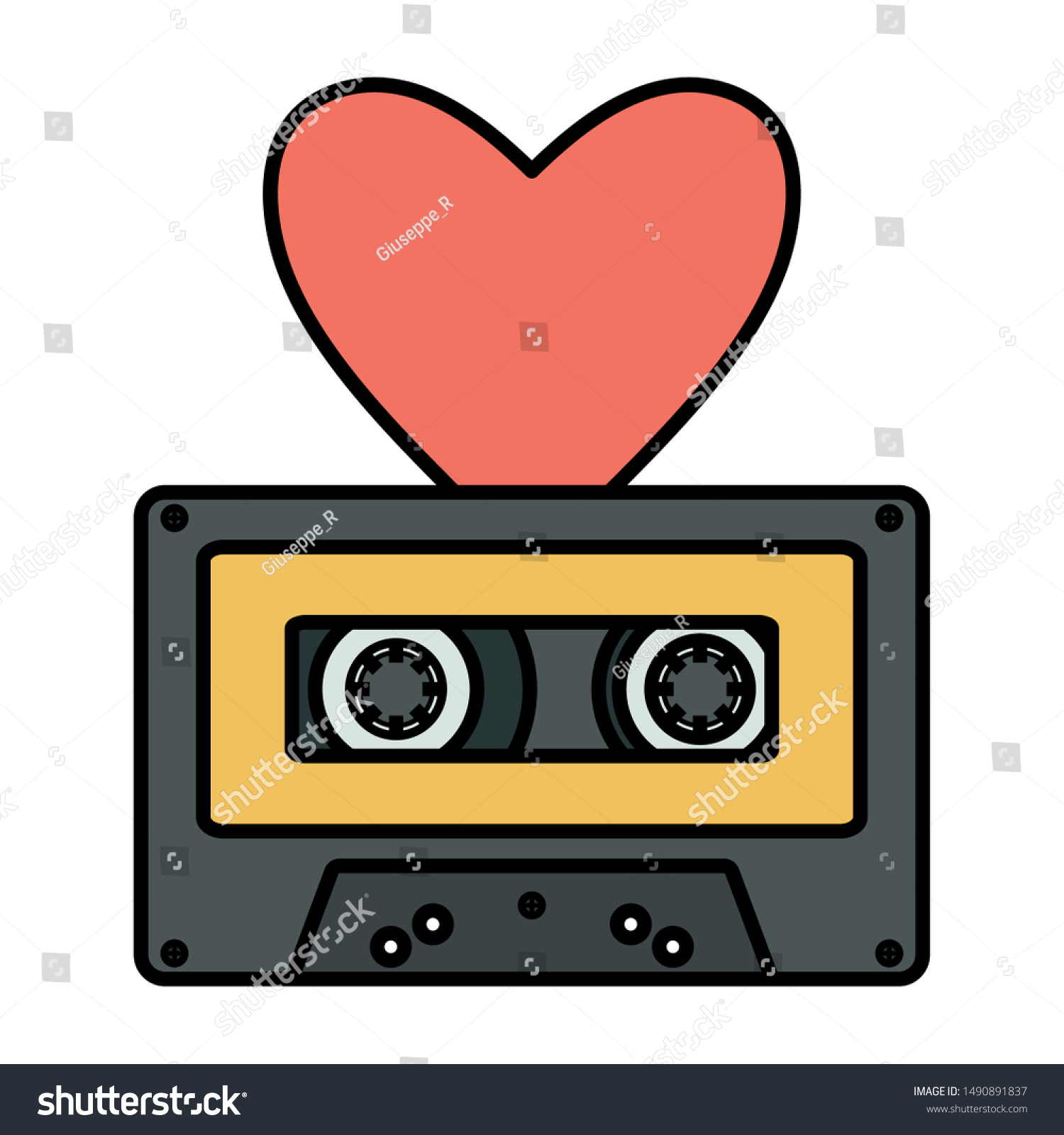 Retro Music Cassette Heart Love Stock Vector Royalty Free