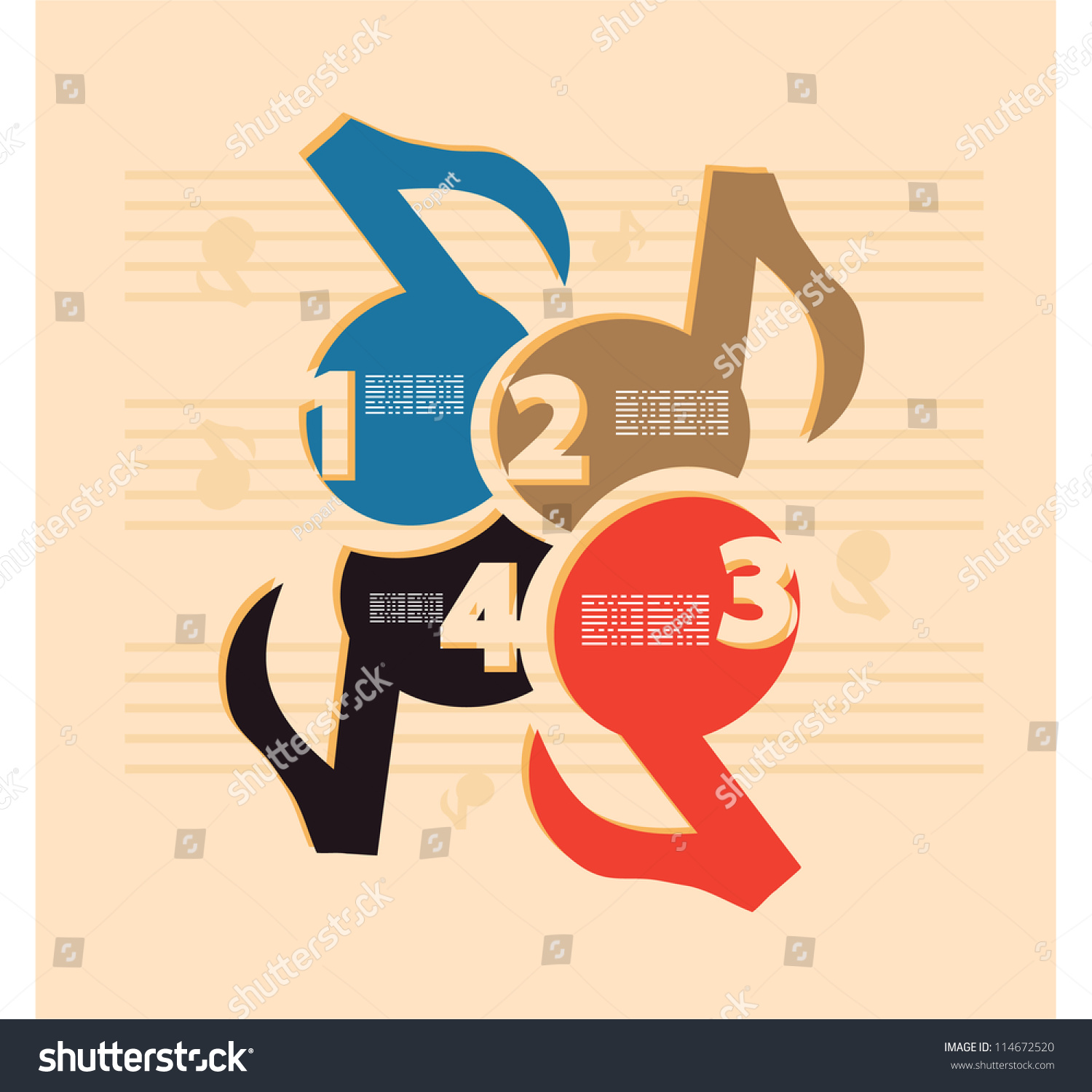 Retro Numbers Music Design Template Vector Stock Vector (Royalty Free