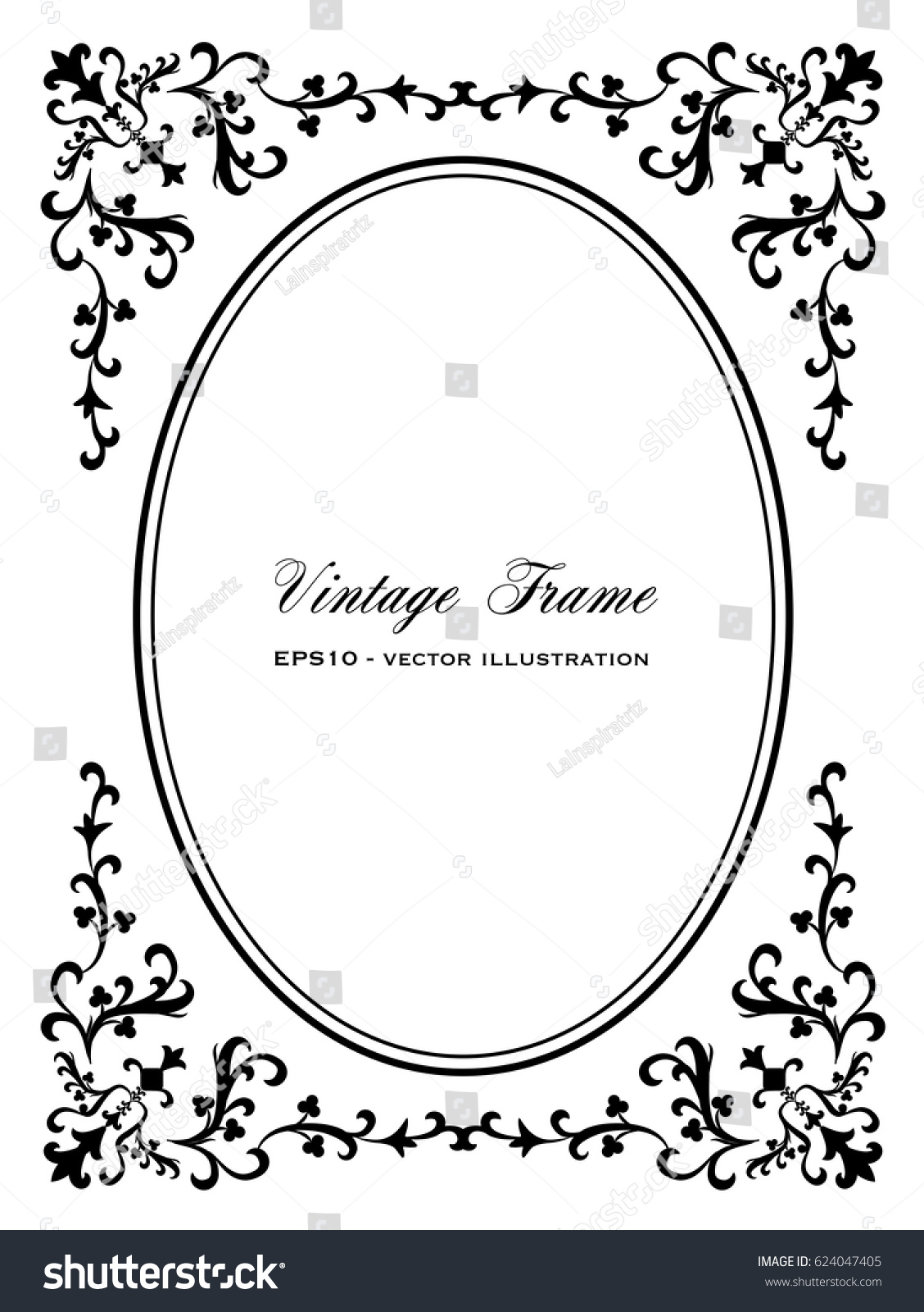 Retro Ornamental Oval Frame Vector Illustration Stock Vector Royalty Free Shutterstock