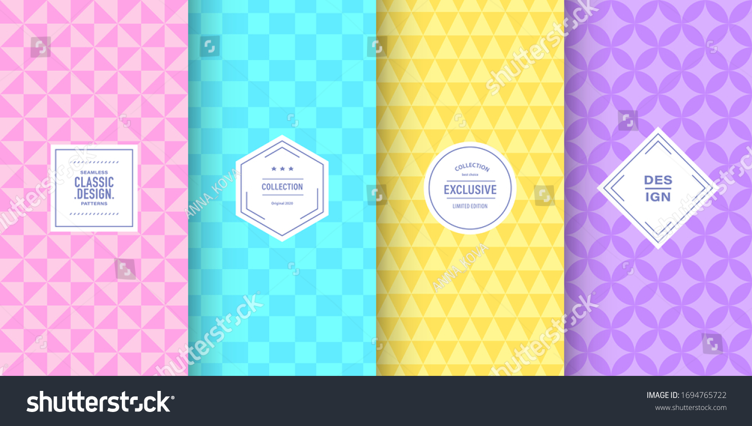 Retro Pastel Triangle Patterns Set Vector Stock Vector (Royalty Free ...