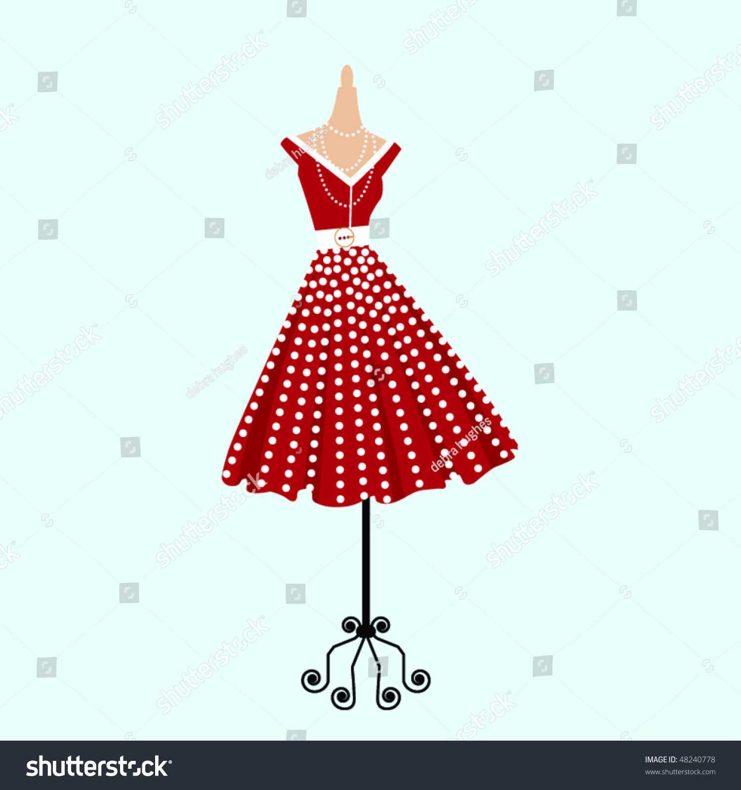 Retro Polka Dot Dress Stock Vector Illustration 48240778 : Shutterstock