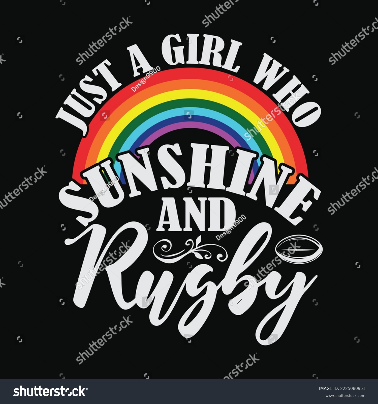 SVG of Retro Rainbows Style Just A Girl Who Loves Sunshine And Rugby svg
