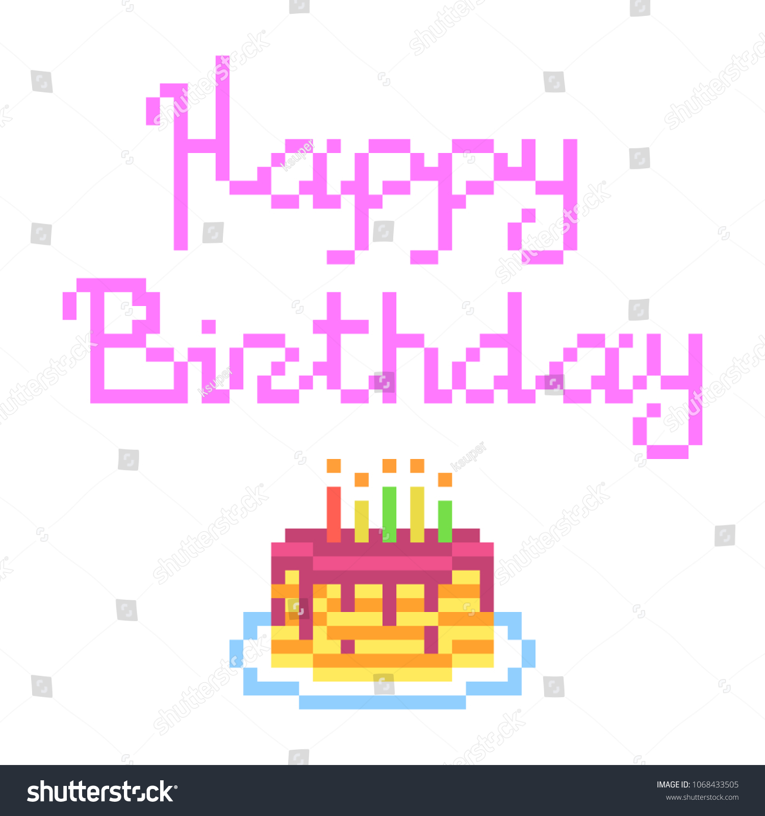 Image Vectorielle De Stock De Retro 80s90s Pixel Art Happy Birthday