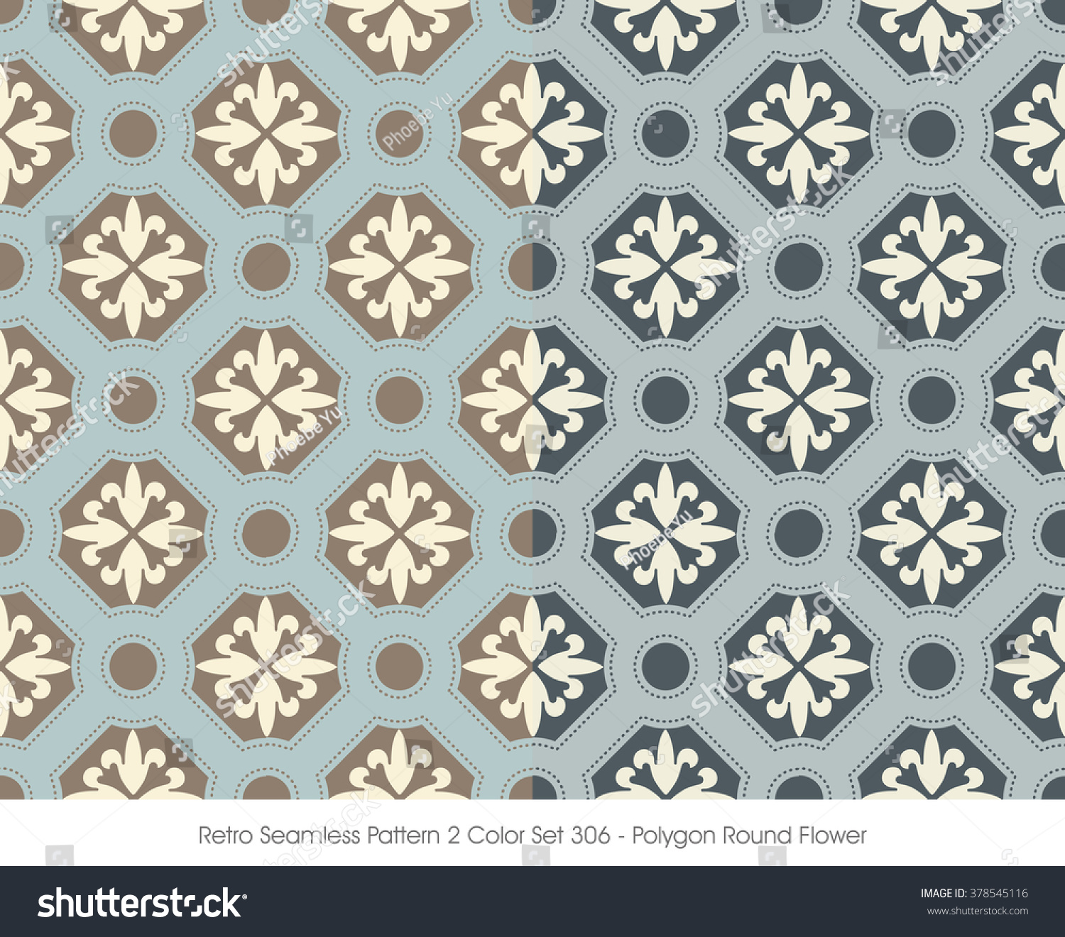 SVG of Retro Seamless Pattern 2 Color Set_306 Polygon Round Flower
 svg