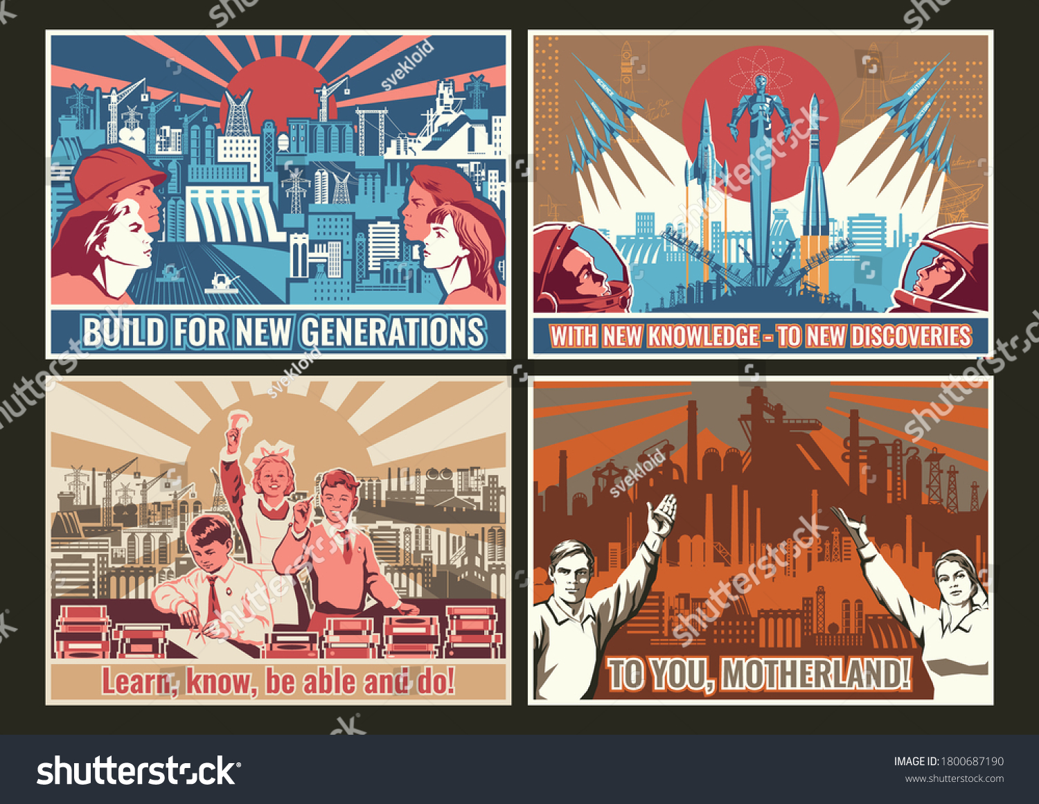 Retro Soviet Propaganda Posters Style Old Stock Vector (Royalty Free ...