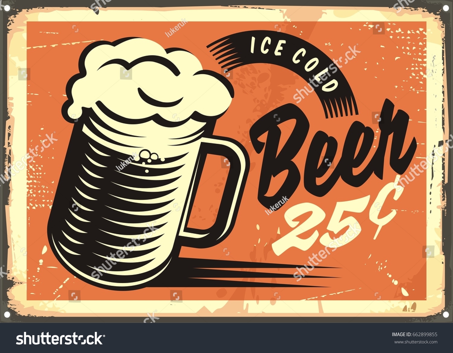 Werbung Im Retro Stil Mit Eiskalten Bierkrug Stock Vektorgrafik Lizenzfrei