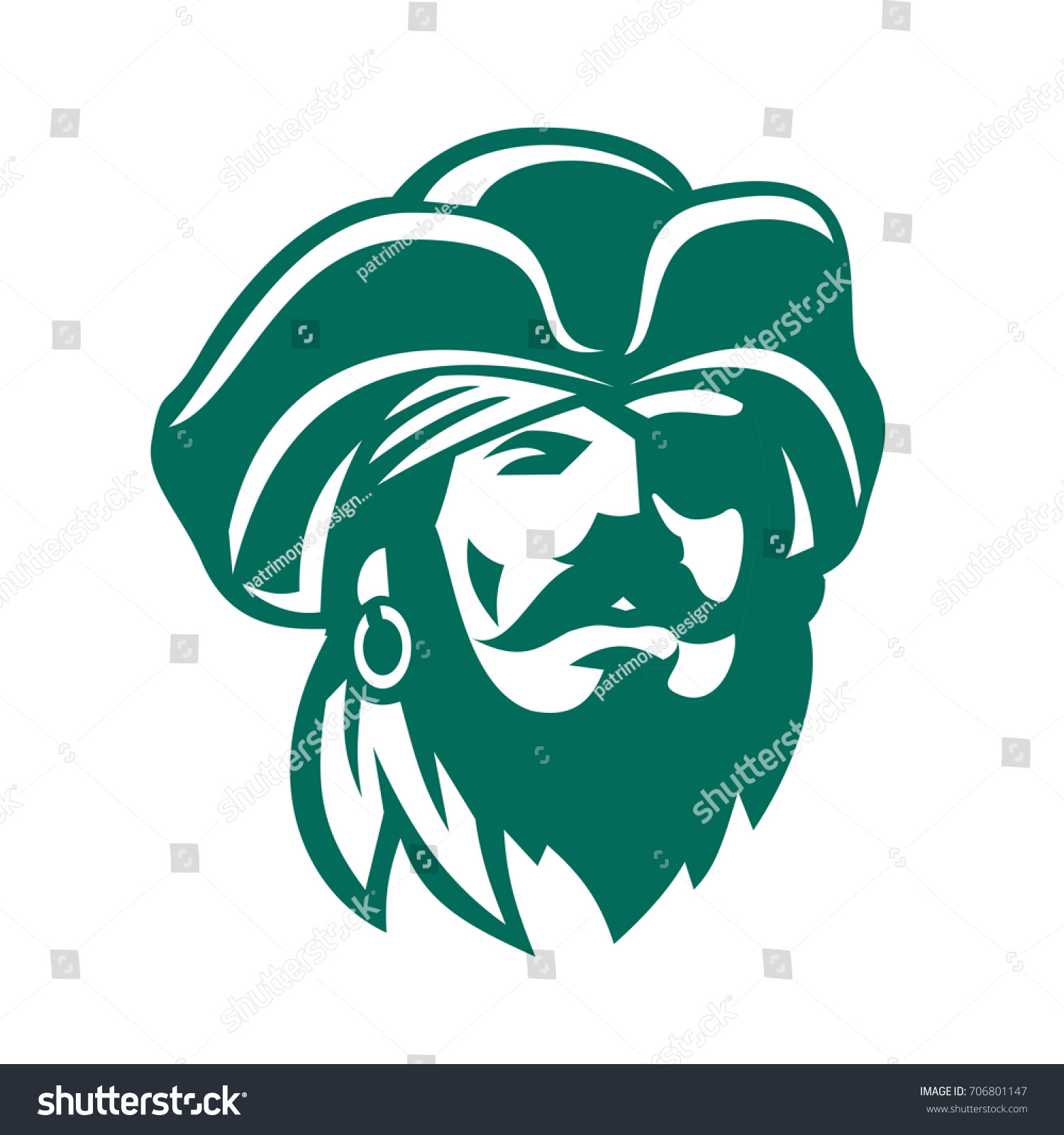 SVG of Retro style illustration of a pirate Buccaneer captain with beard and eye patch viewed from front on isolated background. svg