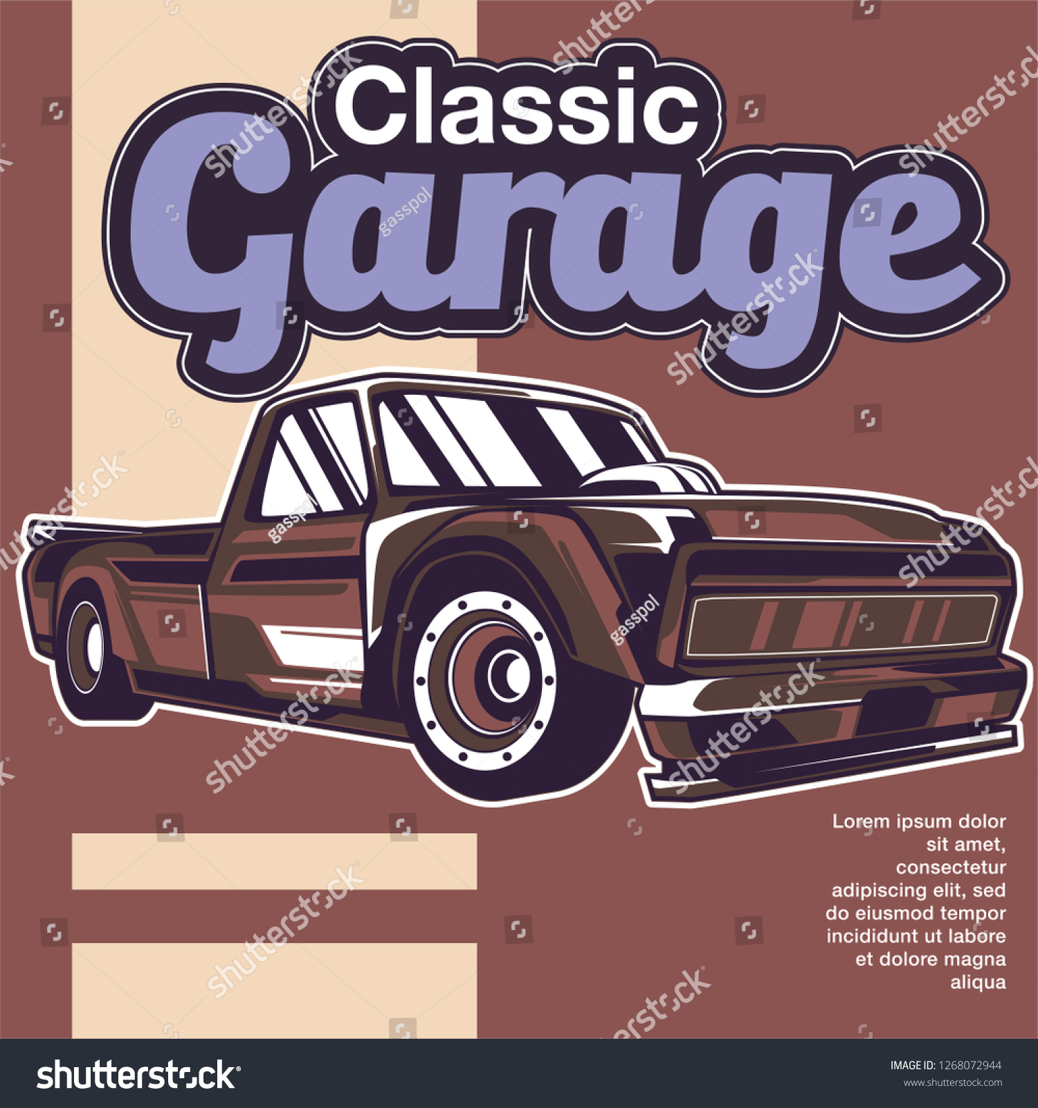 Retro Style Muscle Car Vector Stock Vector (Royalty Free) 1268072944