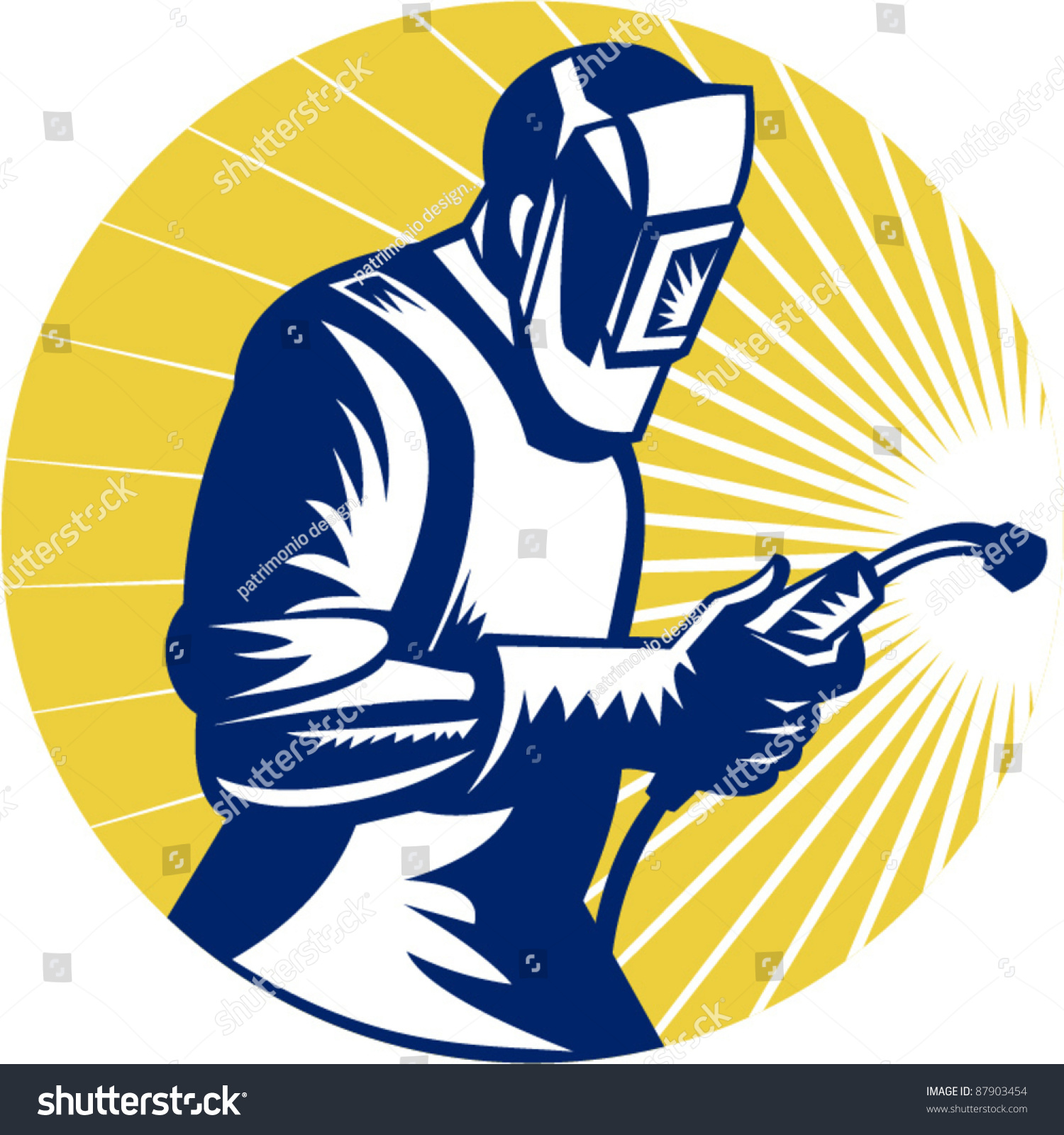 Retro Style Vector Illustration Welder Work Stock Vector (Royalty Free ...