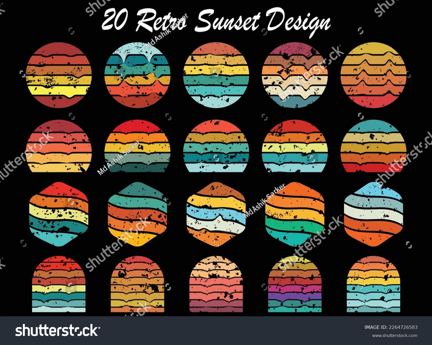 SVG of Retro sunset design Commercial use svg
