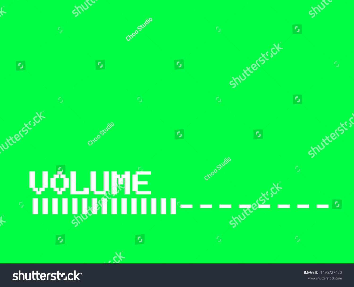 SVG of Retro tv volume control bar. White glitch effect television sign on green chroma key screen. Vector illustration svg