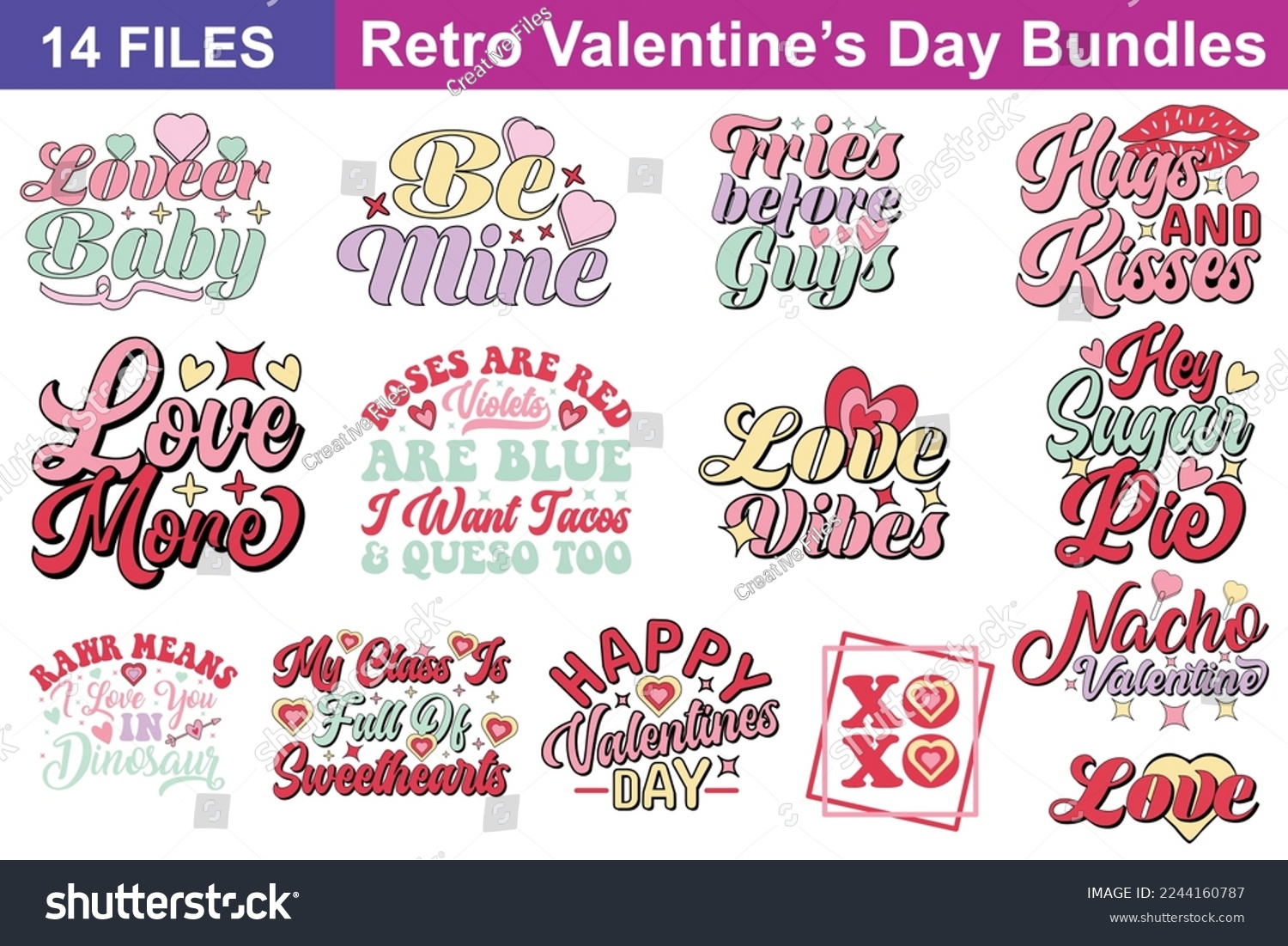 SVG of Retro Valentine's Day  Quotes svg Bundle. Quotes about Retro Valentine's Day , Retro Valentine's Day  cut files Bundle of 14 svg eps Files for Cutting Machines Cameo Cricut, Retro Valentine's Day  Quo svg