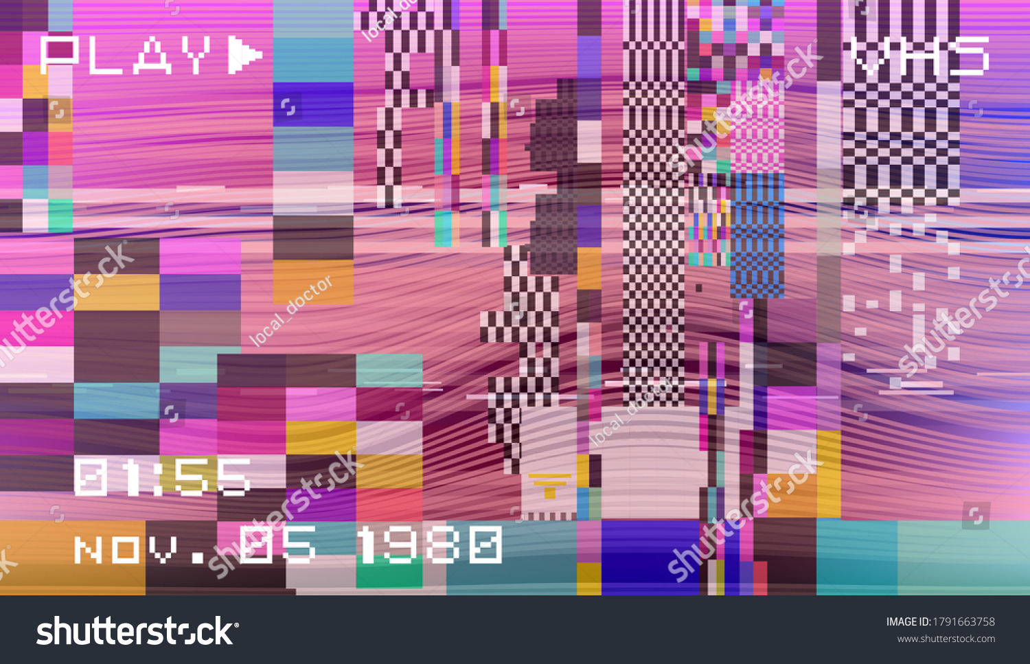 Vektor Stok Retro Vhs Background Glitch Art Effect (Tanpa Royalti ...