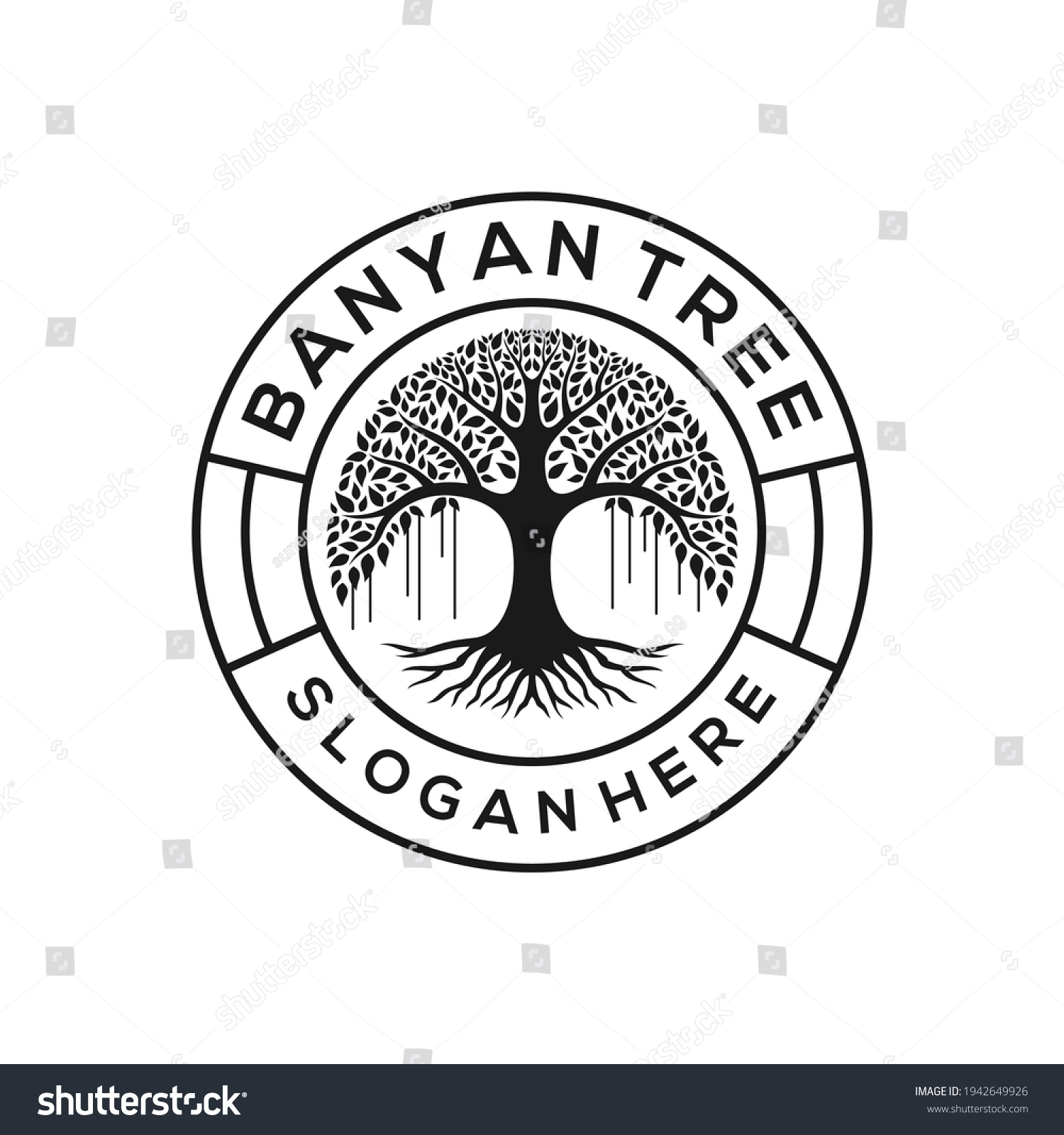 SVG of Retro vintage banyan tree logo design emblem svg