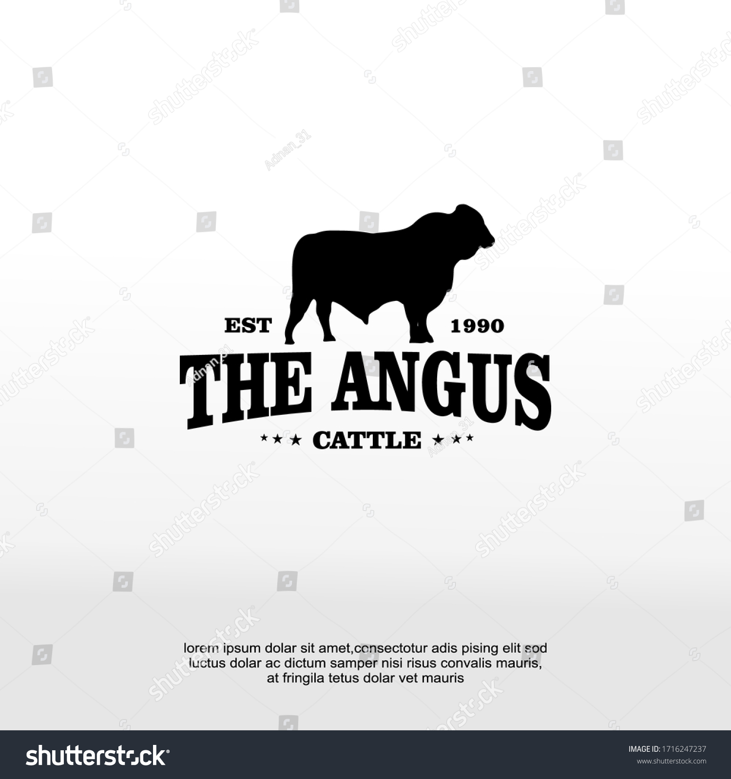 SVG of Retro Vintage Cattle Angus Beef Emblem Label logo design vector svg
