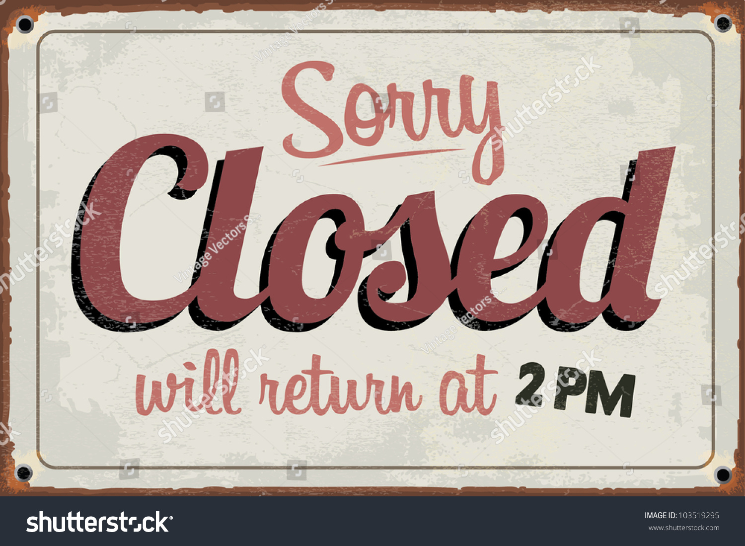 Retro Vintage Closed Sign With Grunge Effect Stock Vector Illustration ...