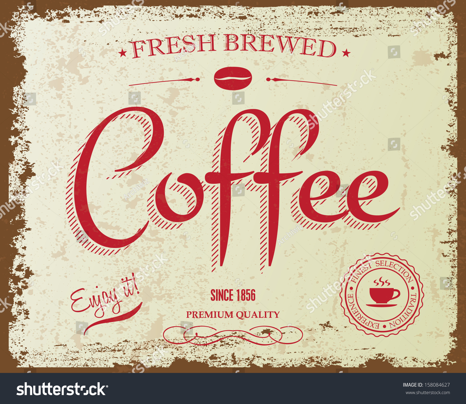 Retro Vintage Coffee Sign, Typographical Background Card, Vector Design ...
