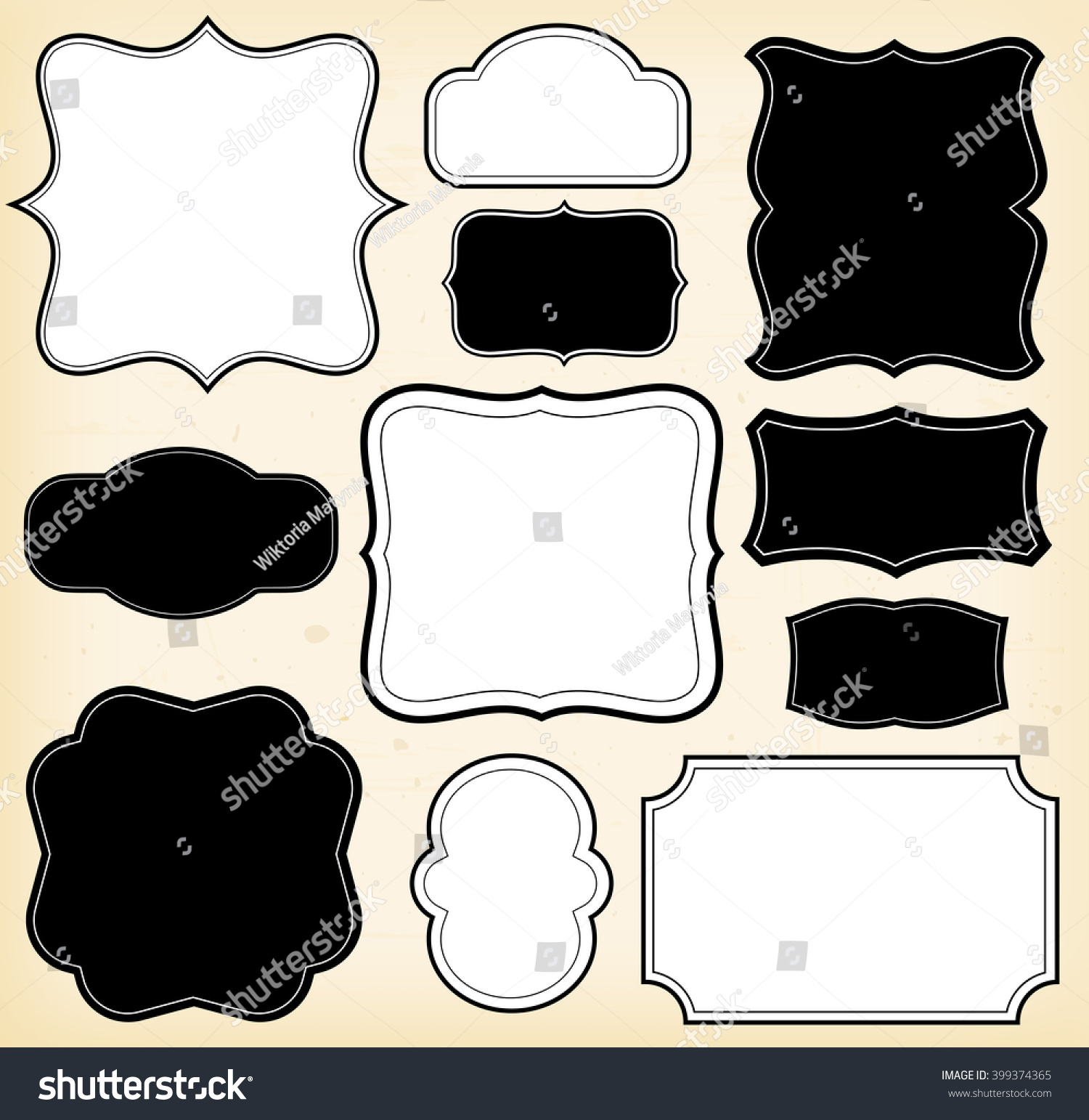 Retro Vintage Frames Set Vector Stock Vector 399374365 - Shutterstock