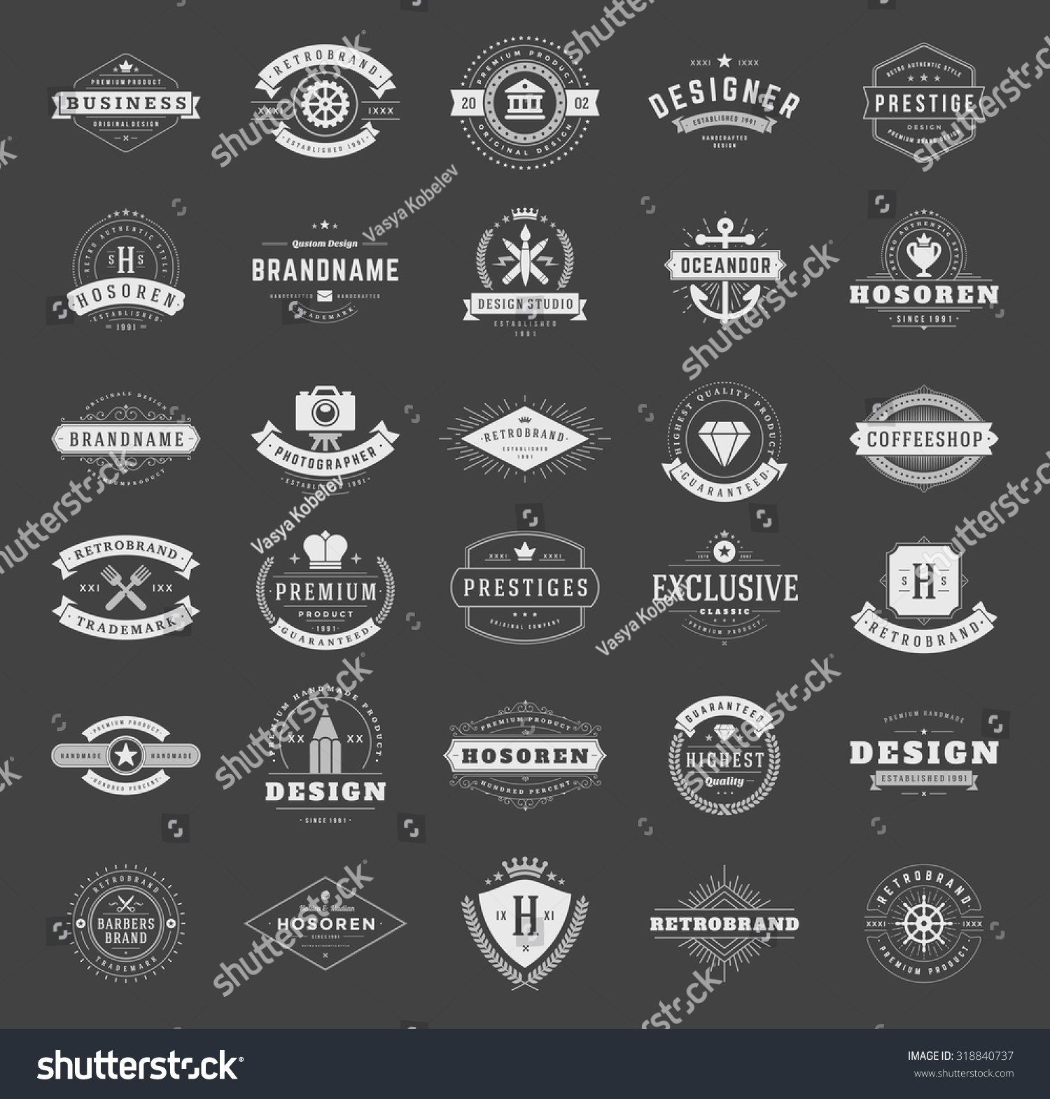 Retro Vintage Logotypes Insignias Set Vector Stock Vector (Royalty Free ...