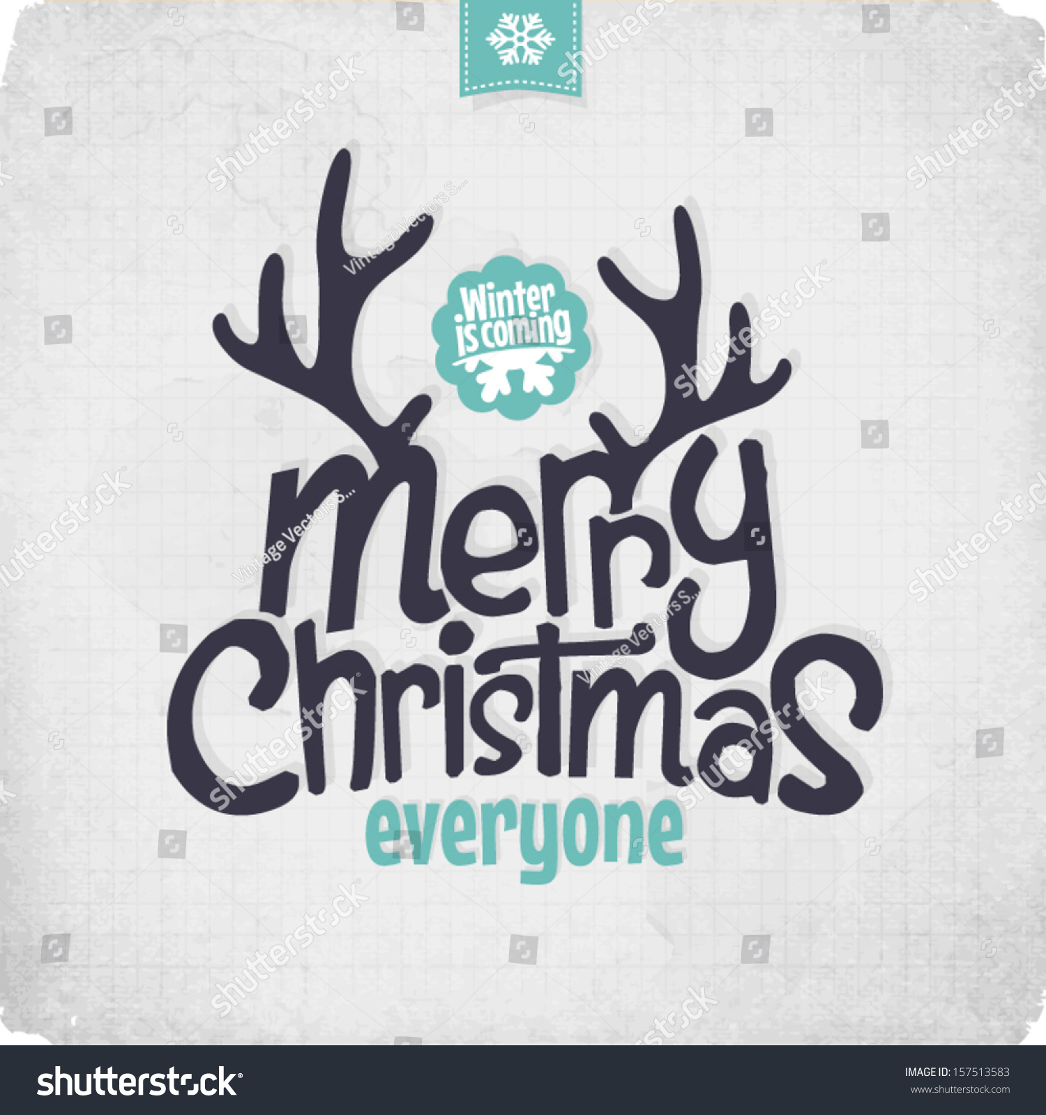 Retro Vintage Merry Christmas Greeting Card Stock Vector 