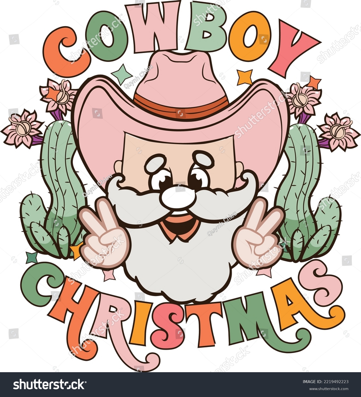 SVG of Retro Vintage Santa Claus With Cowboy Hat svg