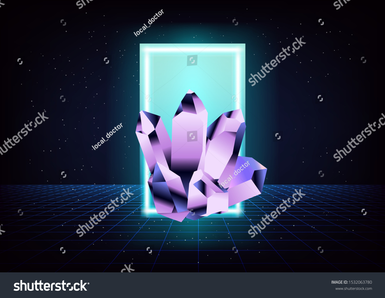 Retrowave Synthwave Vaporwave Illustration Laser Grid Stock Vector ...