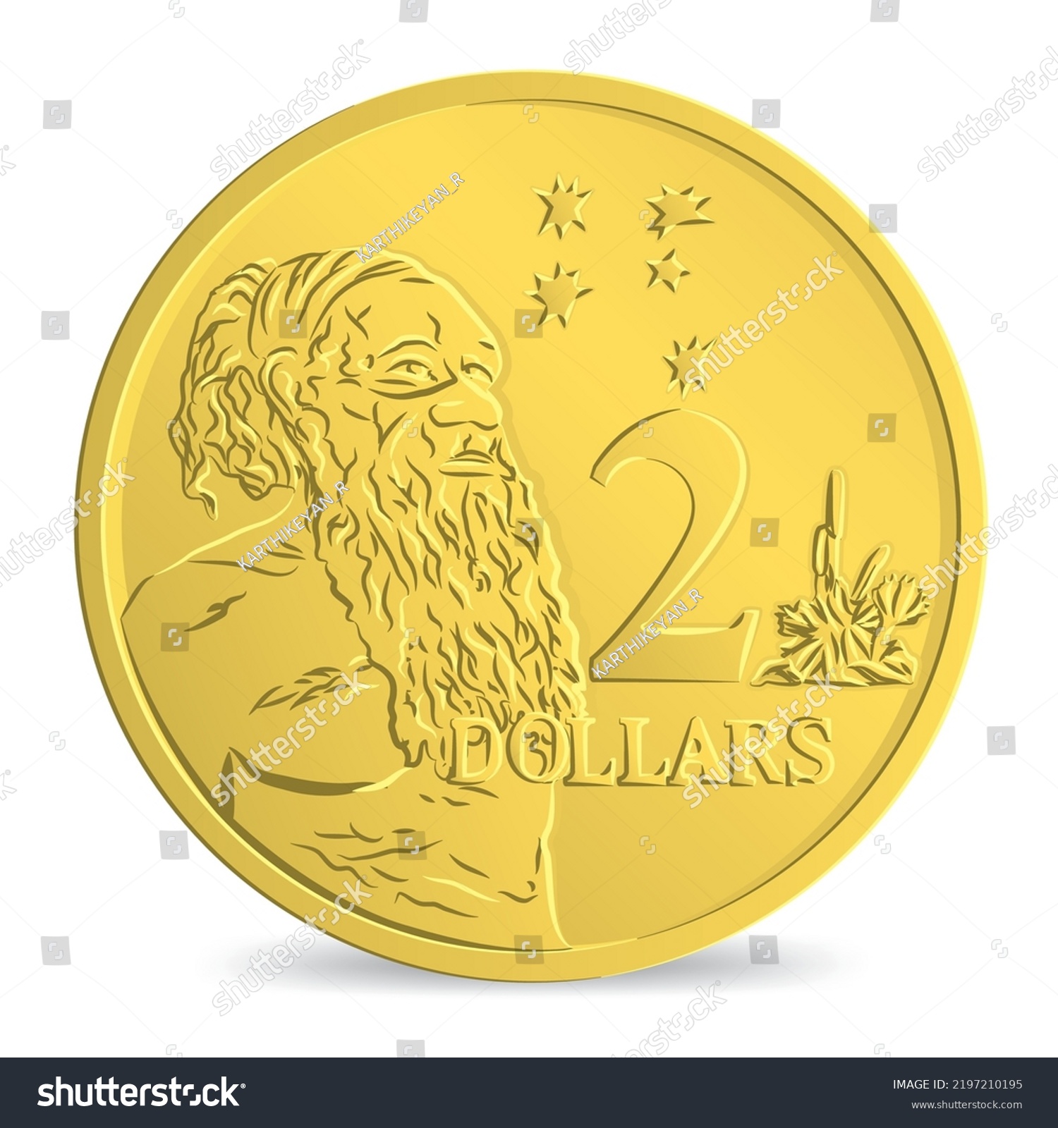 SVG of Reverse of Australian Two dollar coin isolated on white background in vector illustration svg
