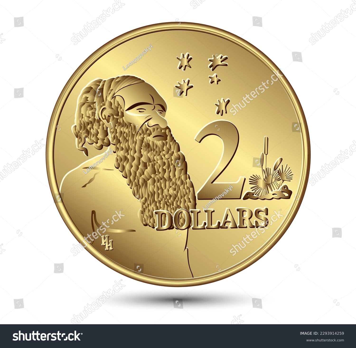 SVG of Reverse of Australian Two dollar coin isolated on white background. Vector illustration. svg