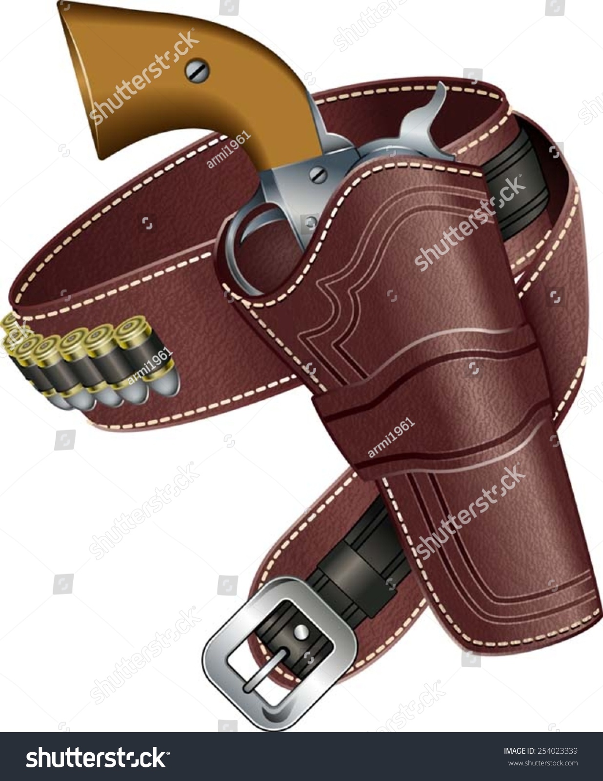 Revolver In Gun Holster Stock Vector Illustration 254023339 : Shutterstock