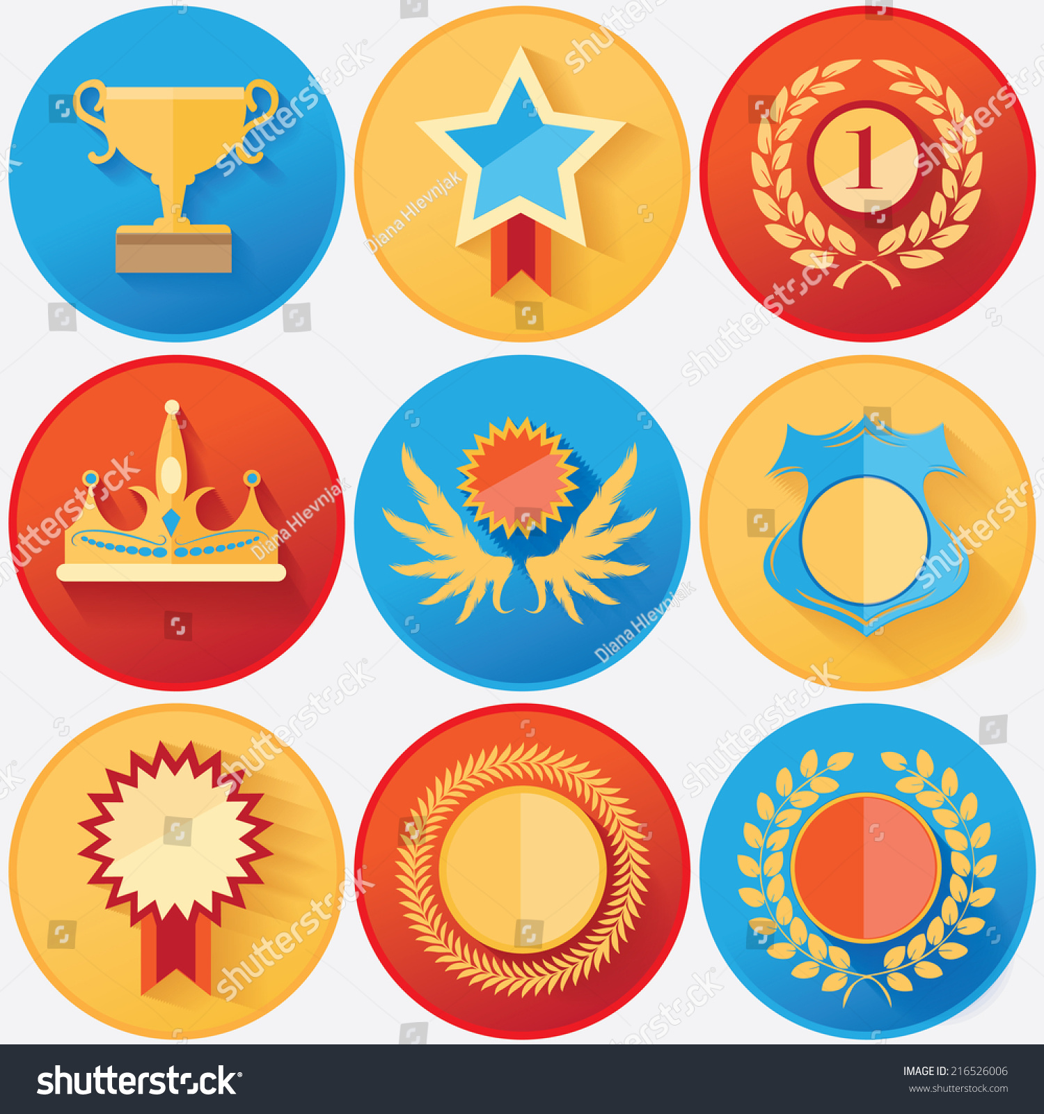 Rewards And Achievements Medals Set Collection- Round Colorful Icons ...